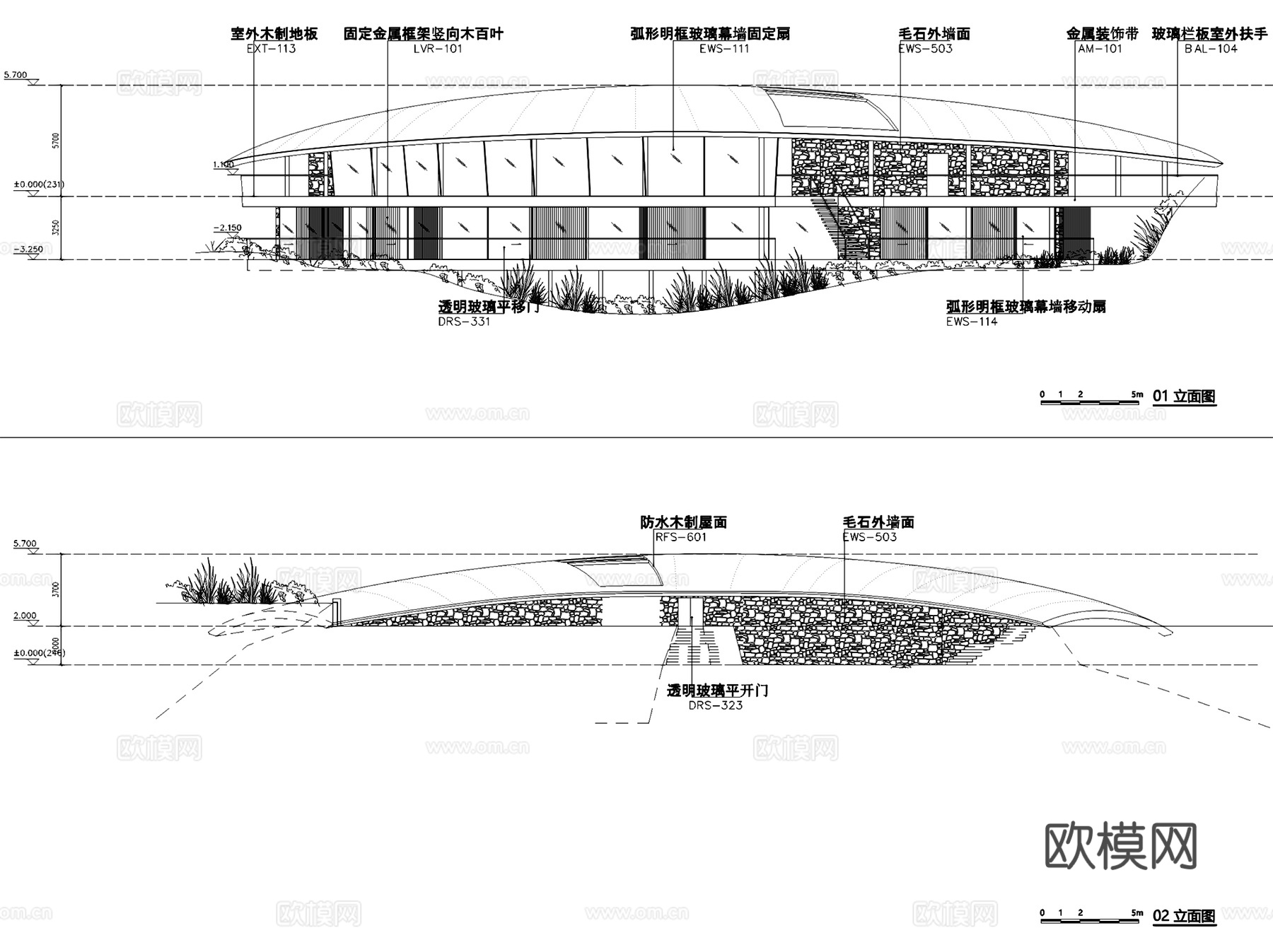 豪华山地度假别墅酒店建筑CAD施工图cad施工图