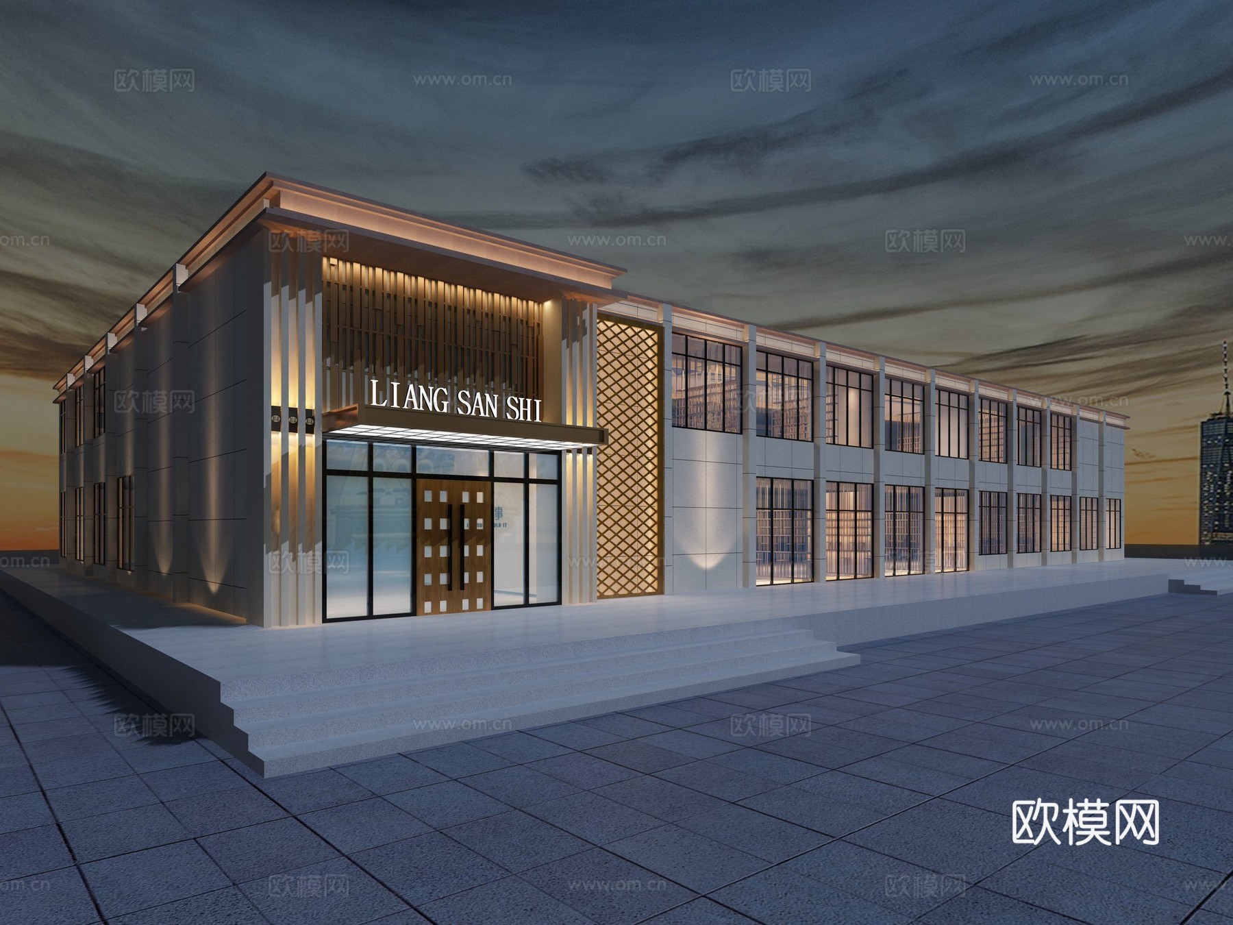 现代公司一楼大厅3d模型下载（渲染图2）