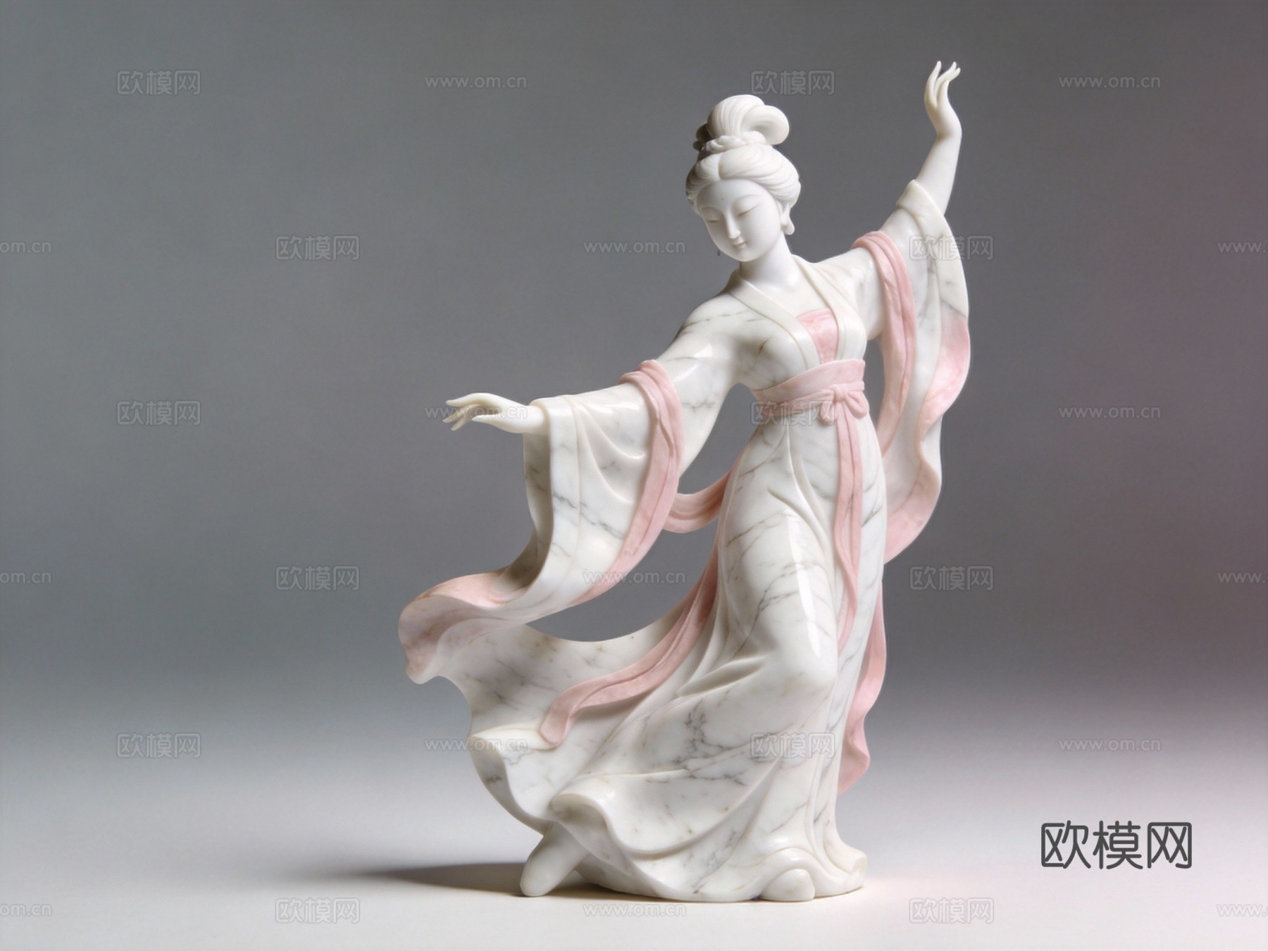 古代仙女跳舞雕塑美陈摆件景观su模型