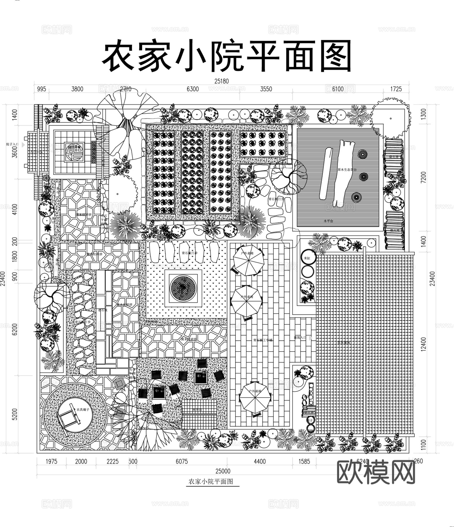 农家小院平面图cad施工图