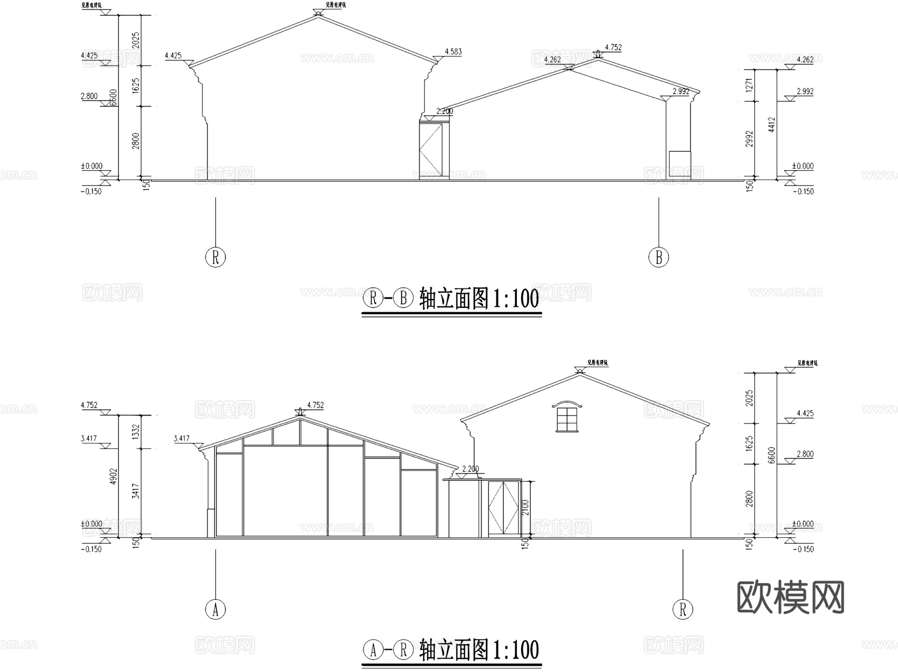 乡村民俗文化馆展厅建筑CAD施工图cad施工图