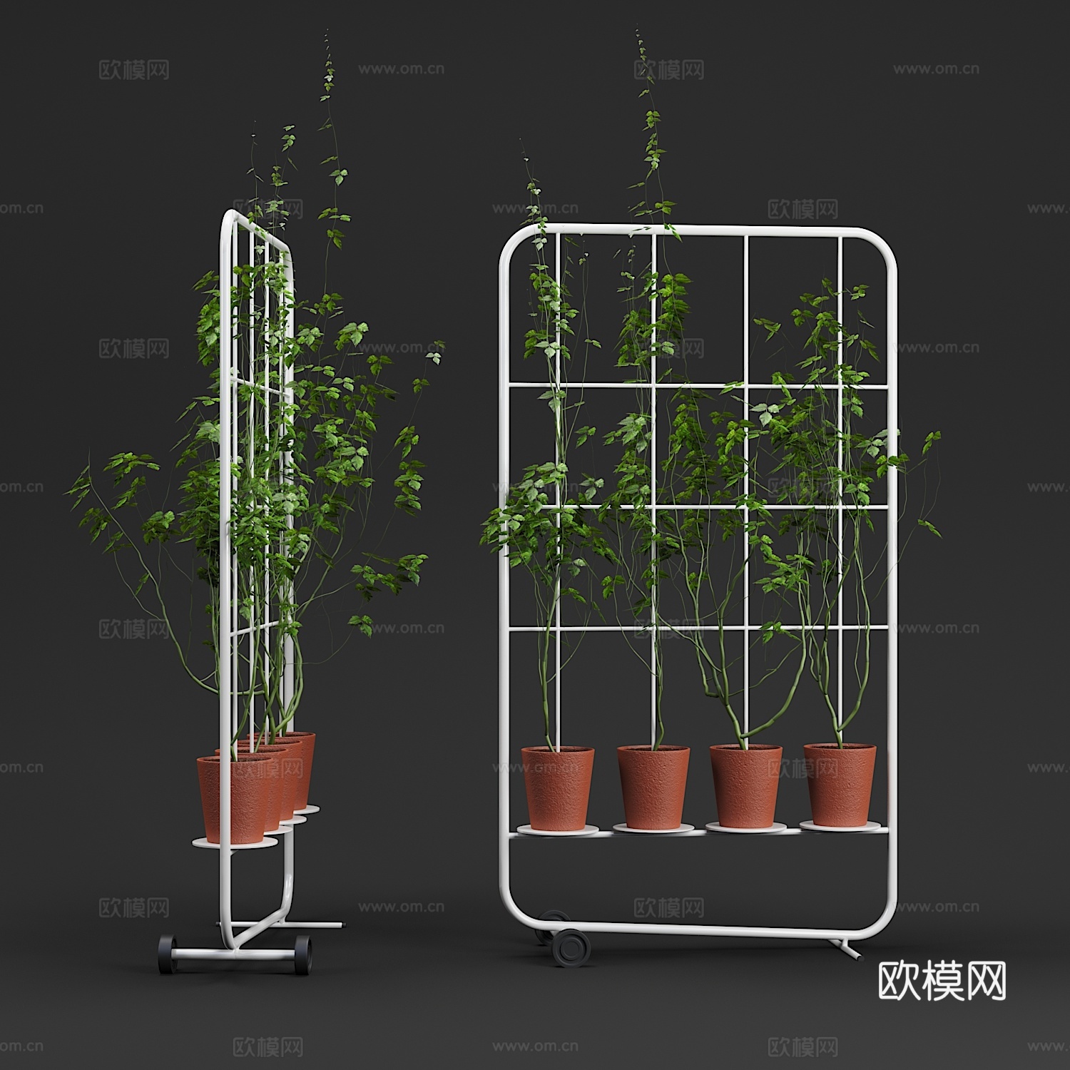 现代架子盆子组合3d模型下载（渲染图1）