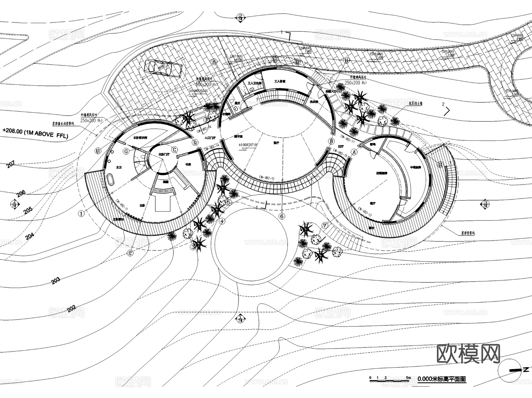 豪华山地度假别墅酒店建筑CAD施工图cad施工图