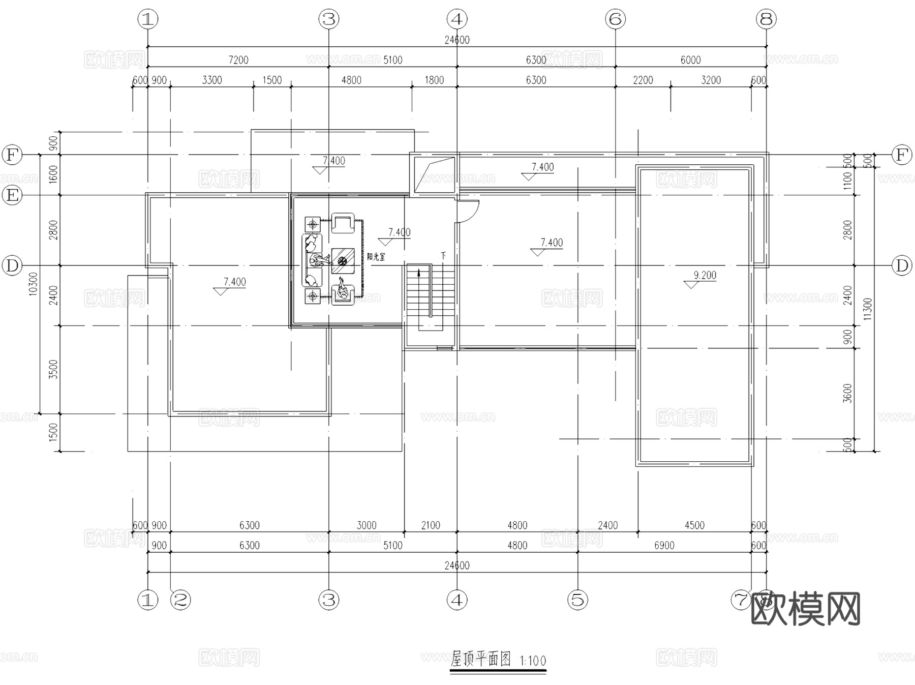 二层独栋别墅带地下室建筑CAD施工图cad施工图