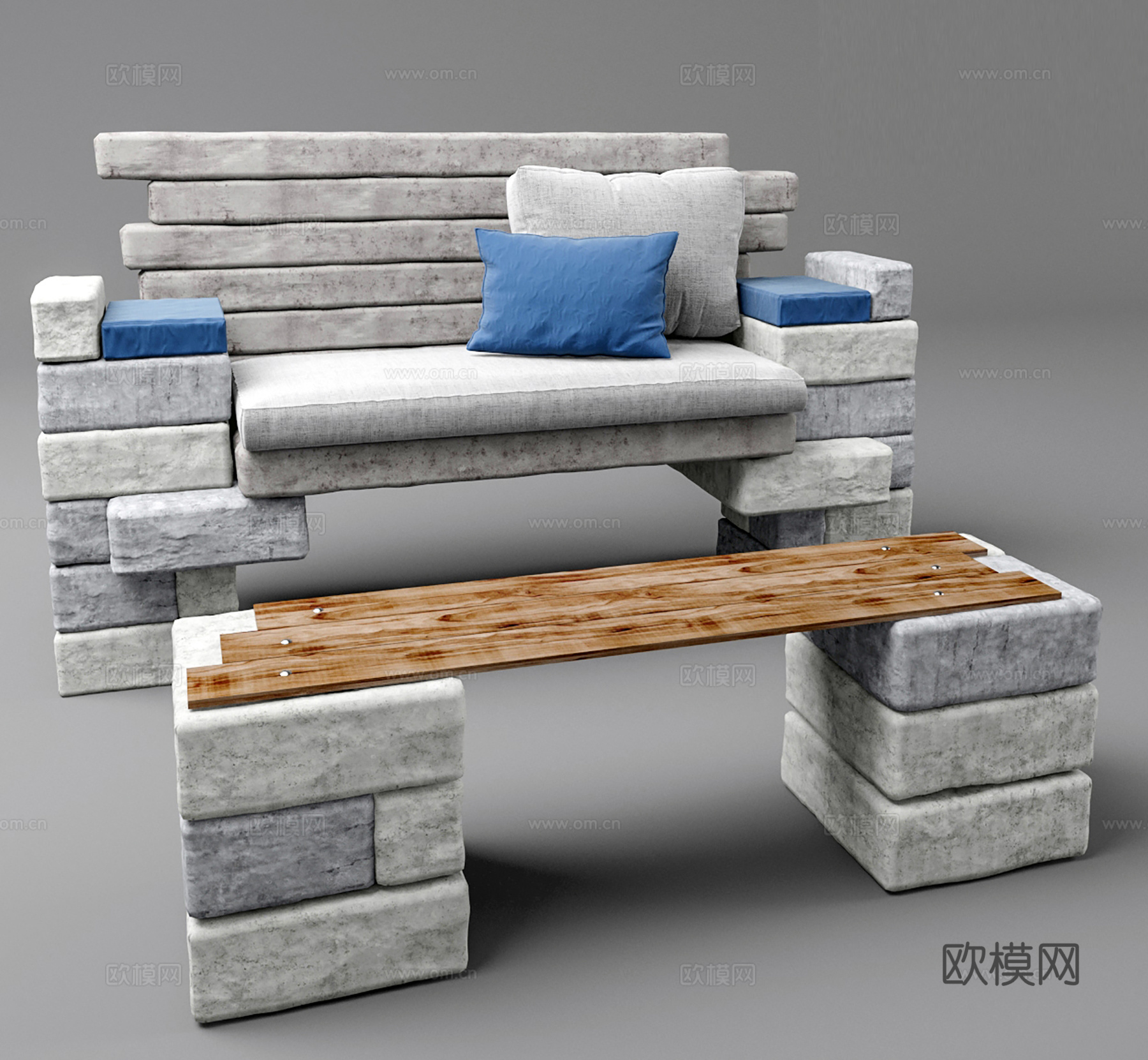 现代沙发组合3d模型下载（渲染图2）