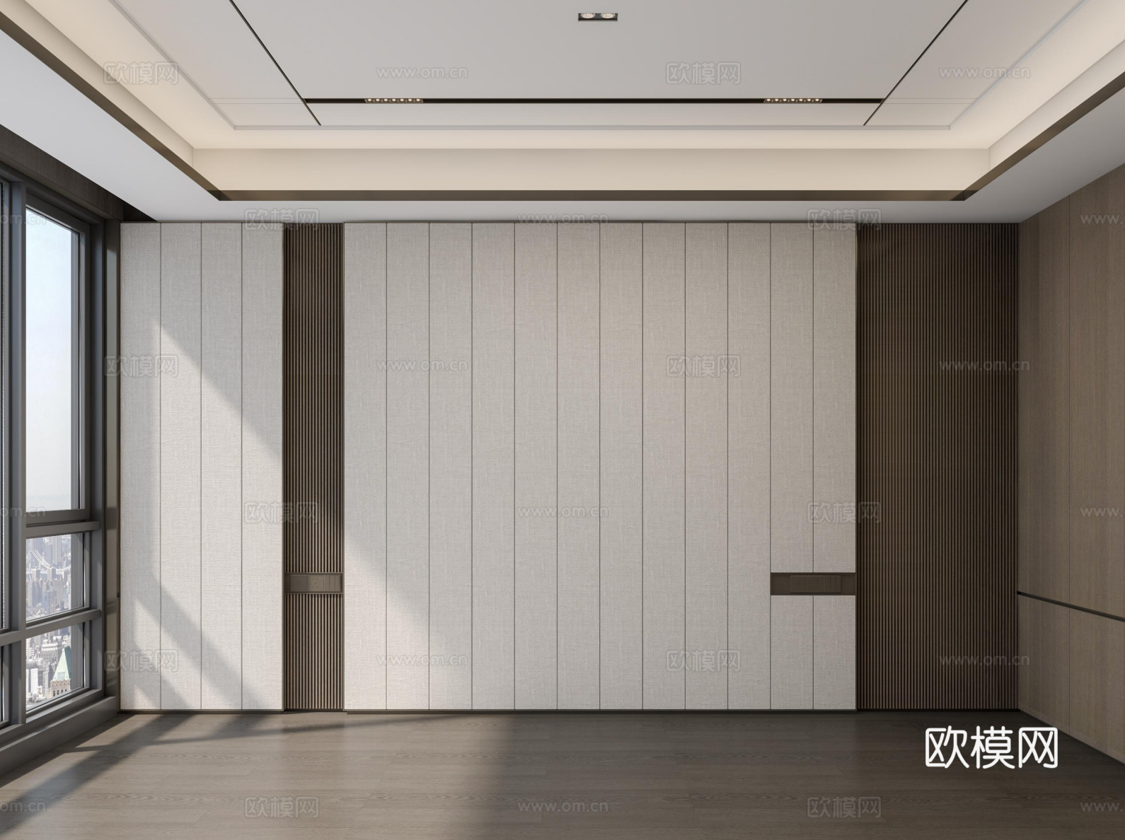 床头硬包造型、床头背景墙灯带、床头背景墙详图、木格栅暗藏灯带cad施工图