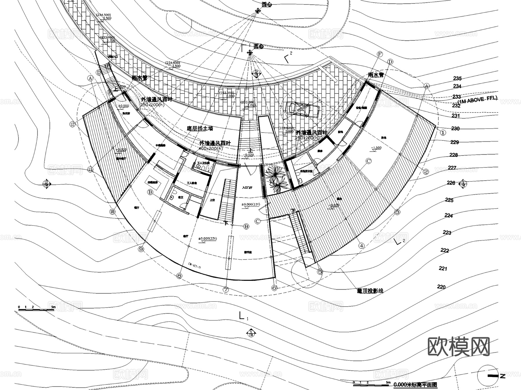 豪华山地度假别墅酒店建筑CAD施工图cad施工图