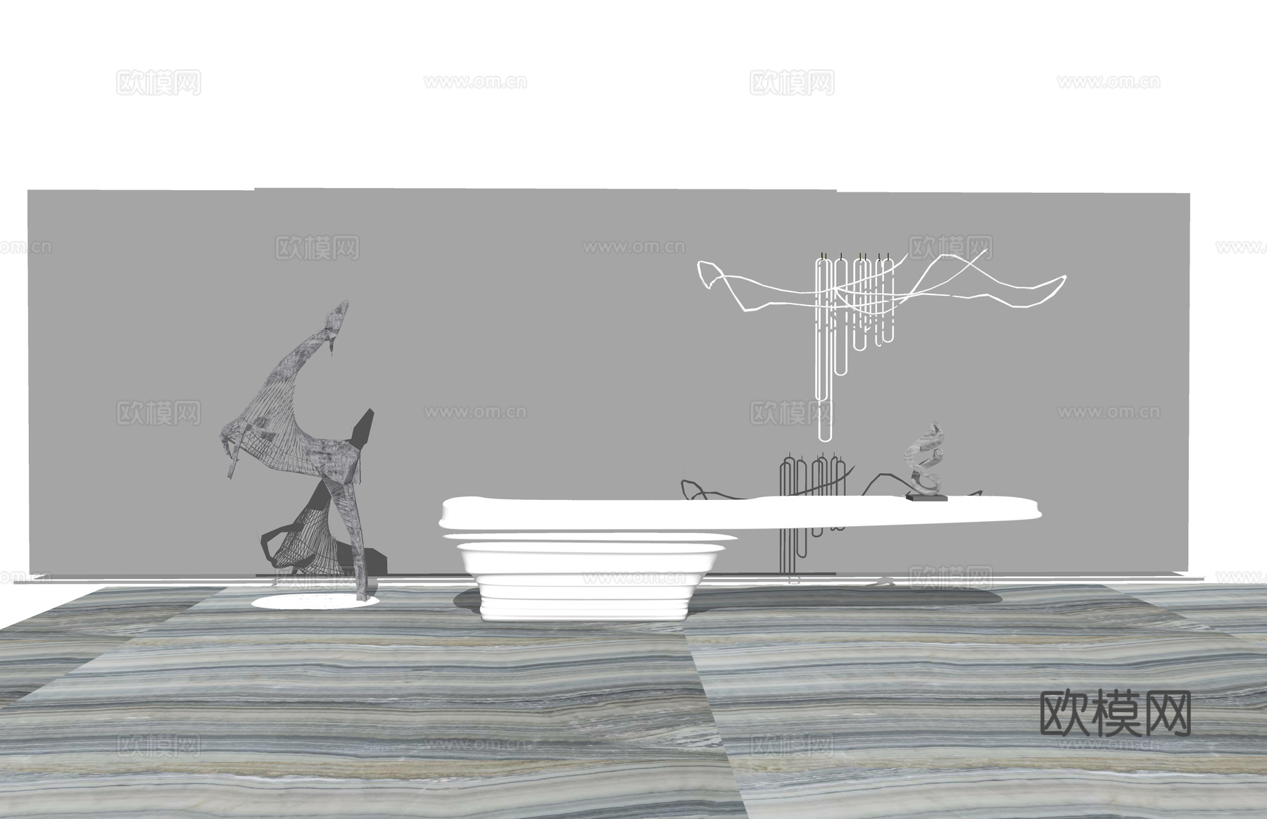 工位 展厅 前台接待 办公空间 电脑 公司前台su模型