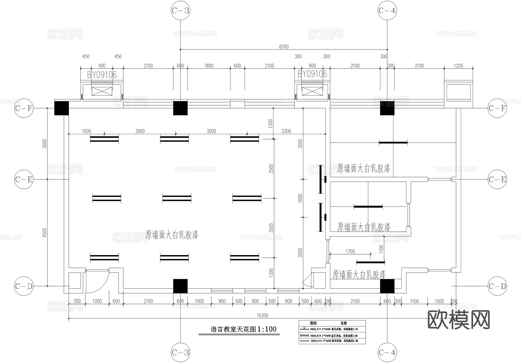 语言教室课堂cad施工图