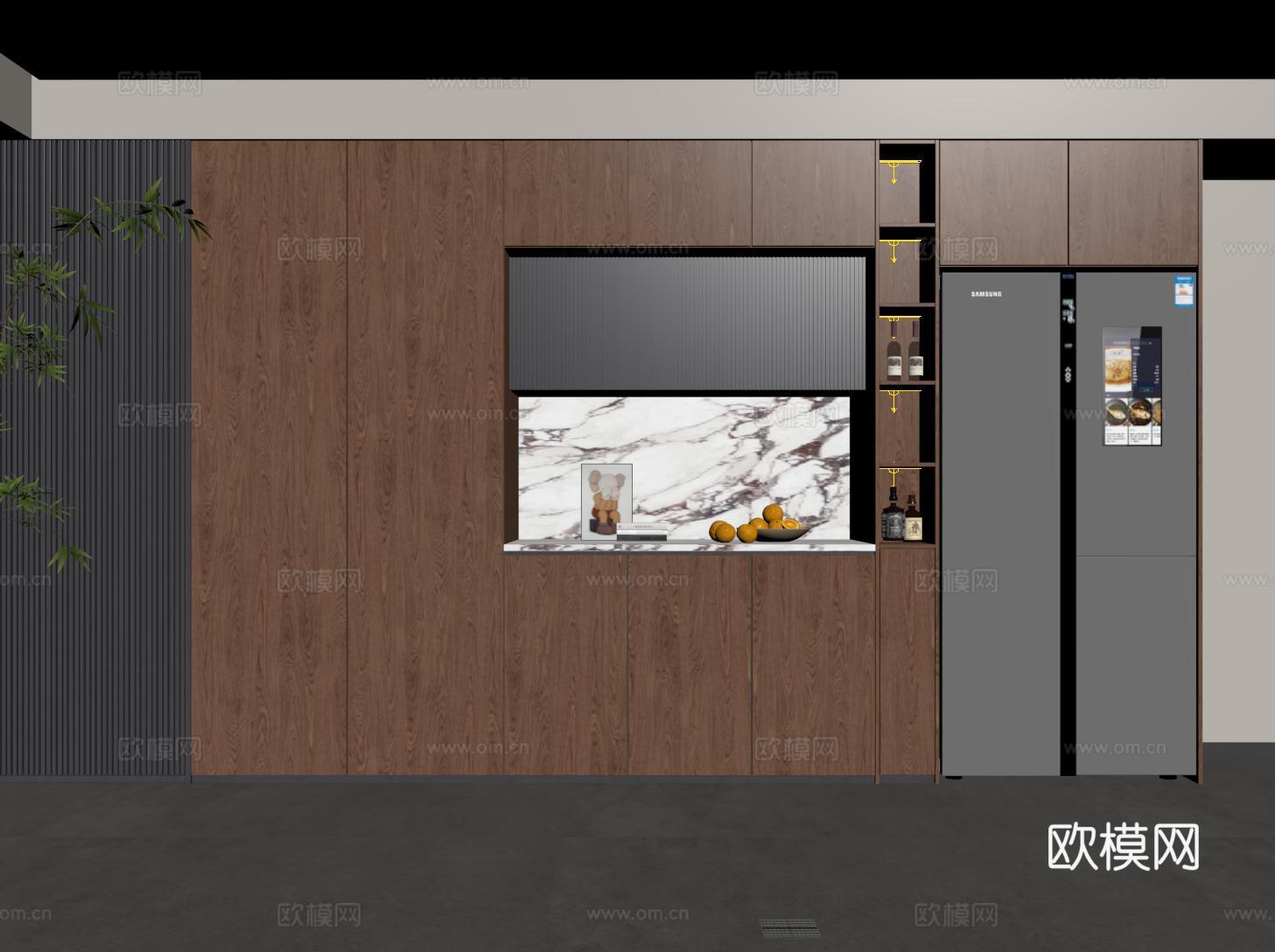 中古现代酒柜 冰箱酒柜su模型