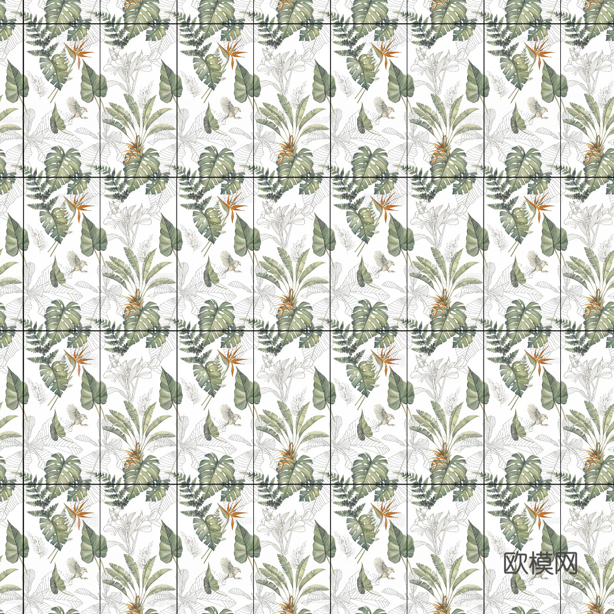 复古植物自然图案花砖瓷砖15