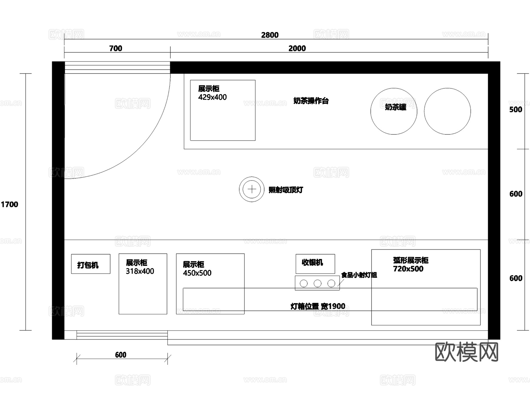 梦农场奶茶店室内工装CAD施工图cad施工图cad施工图