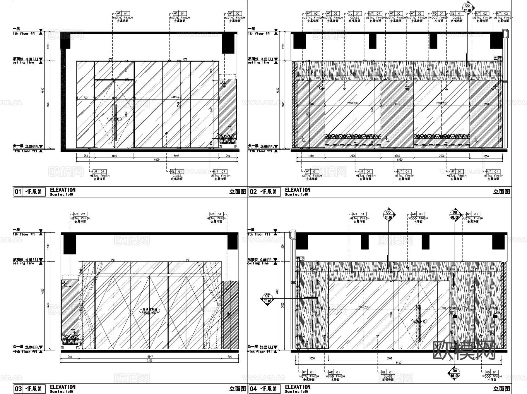 南京中南江心洲会所室内工装CAD施工图cad施工图
