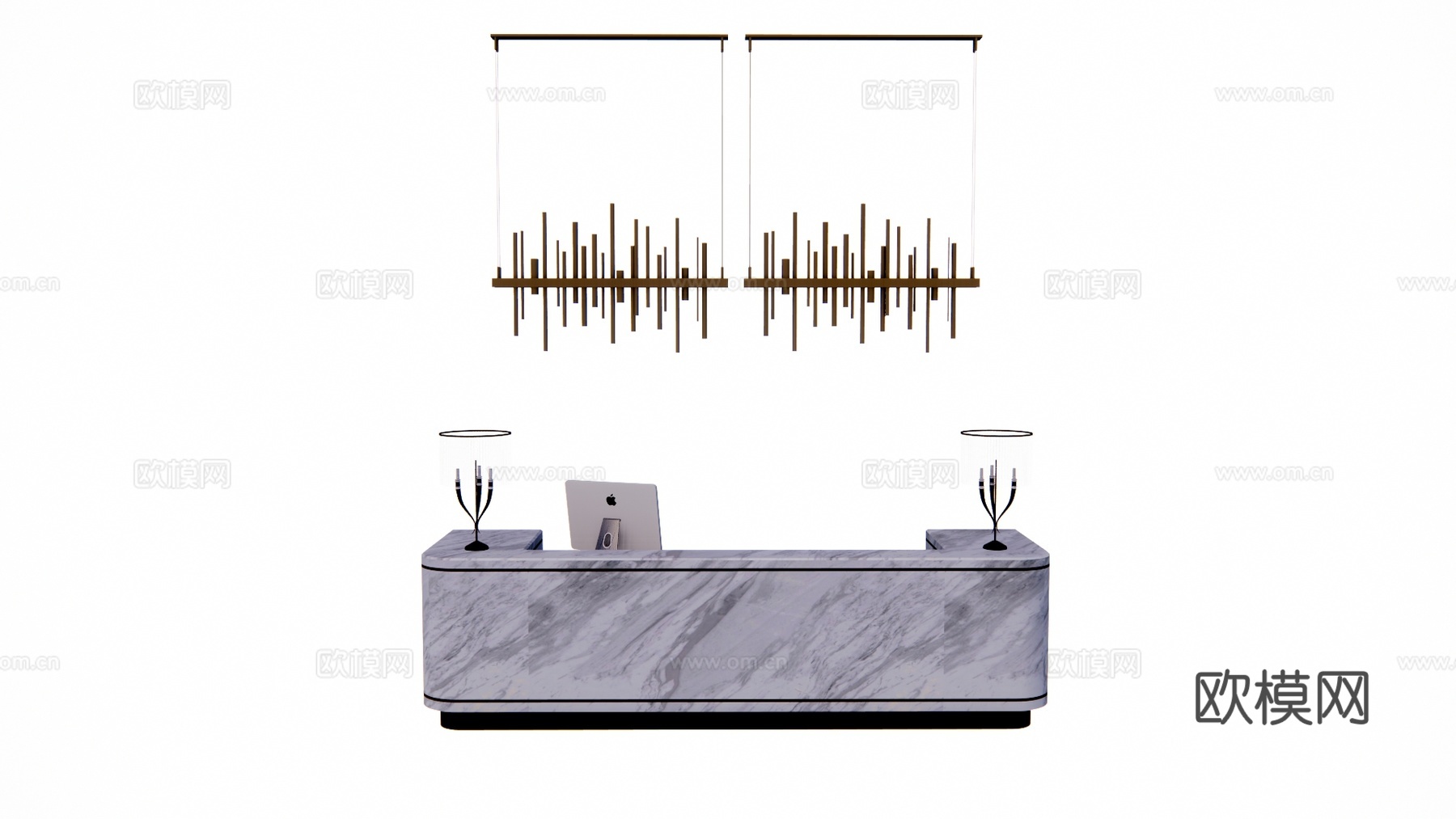 大厅 办公室 展厅 酒店前台 工位 电脑su模型