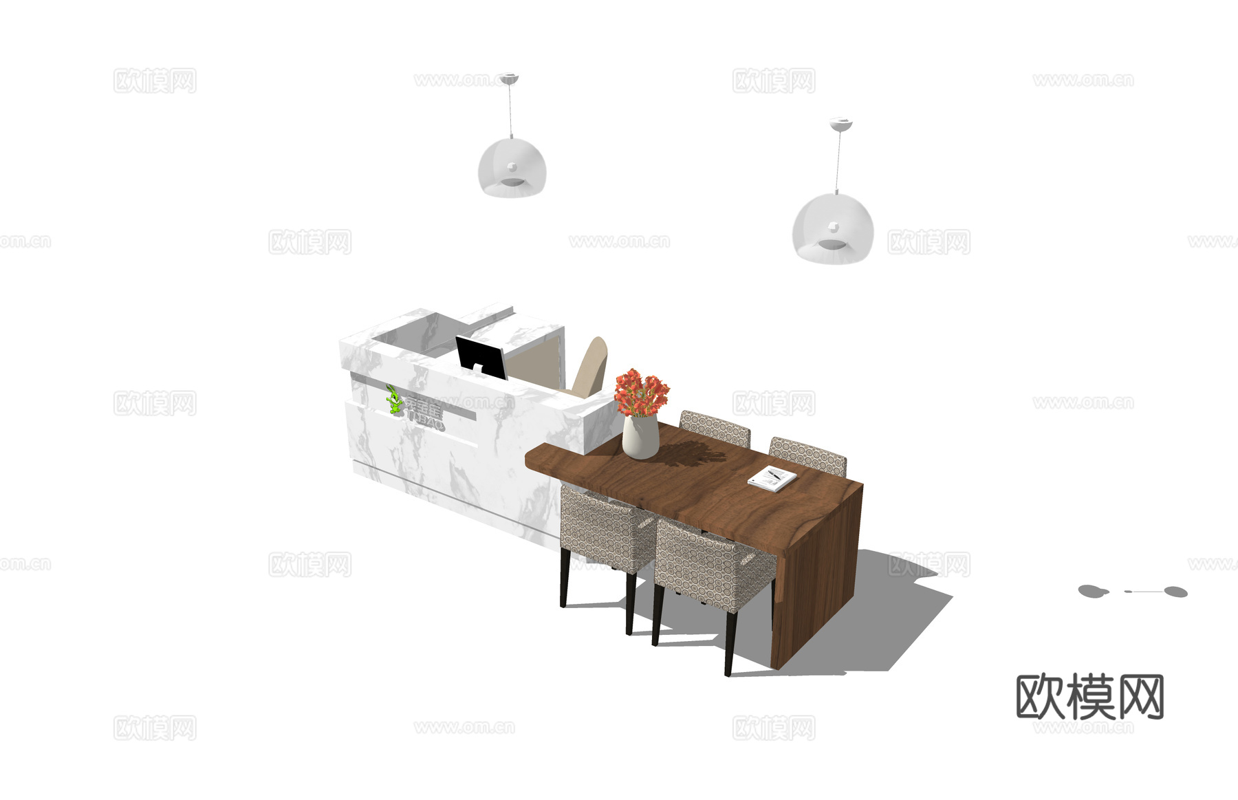 展厅 公司前台 工装 前台接待 酒店前台 办公空间su模型