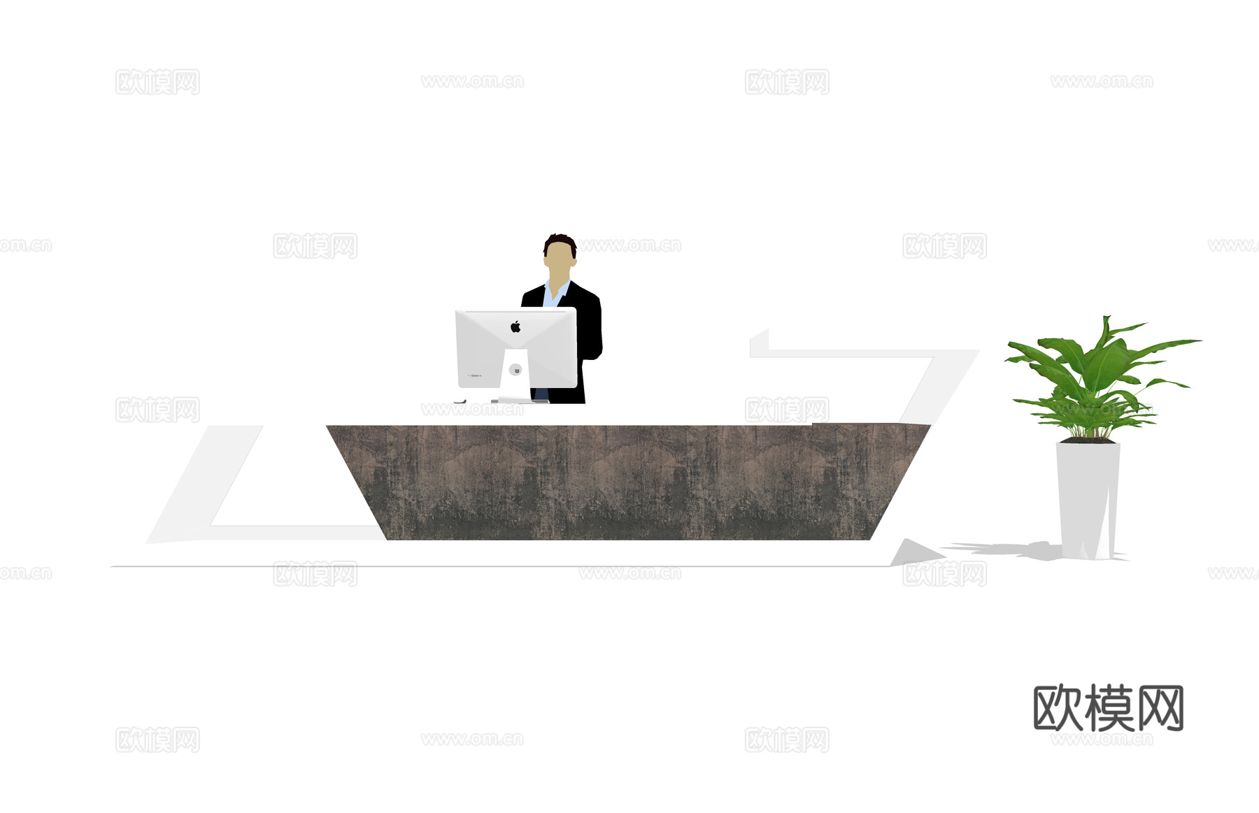 接待 前台接待 公司前台 展厅su模型