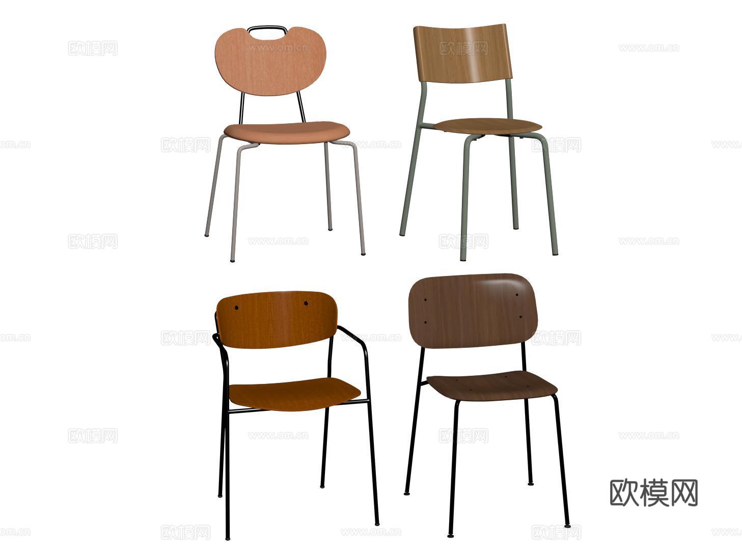 现代不锈钢餐椅 单椅 写字椅su模型