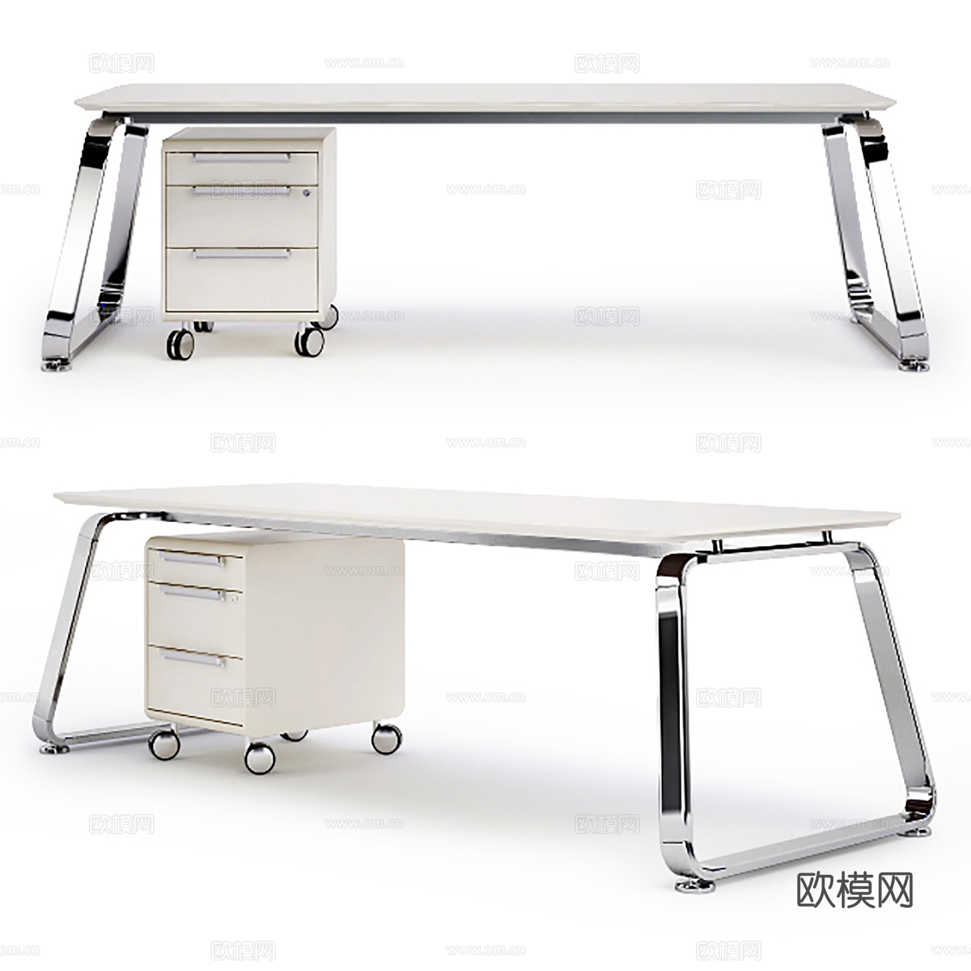 现代装饰电脑桌3d模型下载（渲染图3）