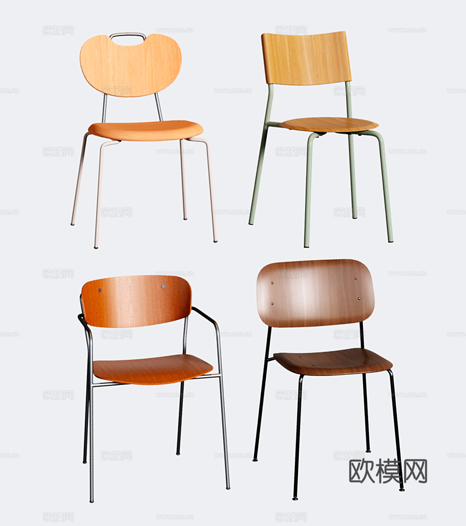 现代不锈钢餐椅 单椅 写字椅su模型