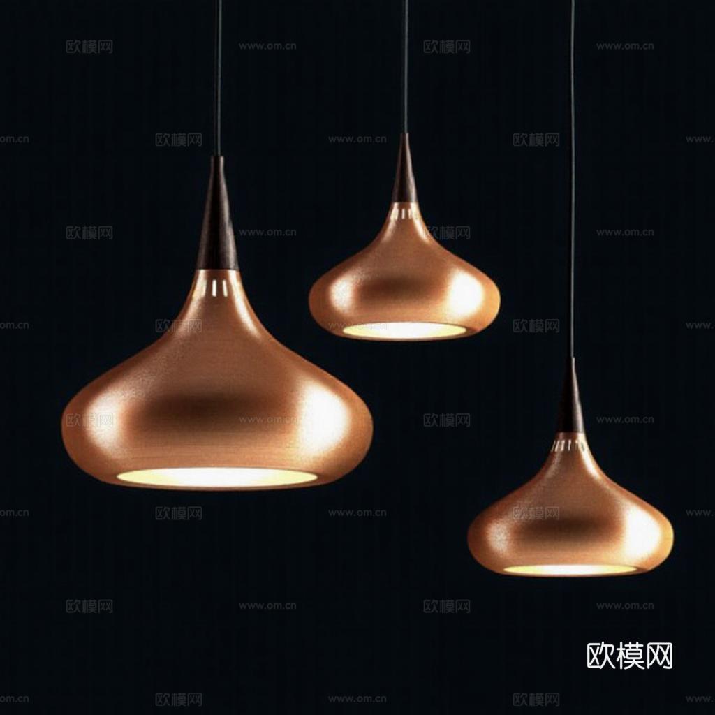 艺术吊灯现代简约 铜色餐厅装饰灯具 设计师款流线型铜艺吊灯 家居餐厅创意照明灯饰 高端装饰灯具柔和光线免费3d模型下载