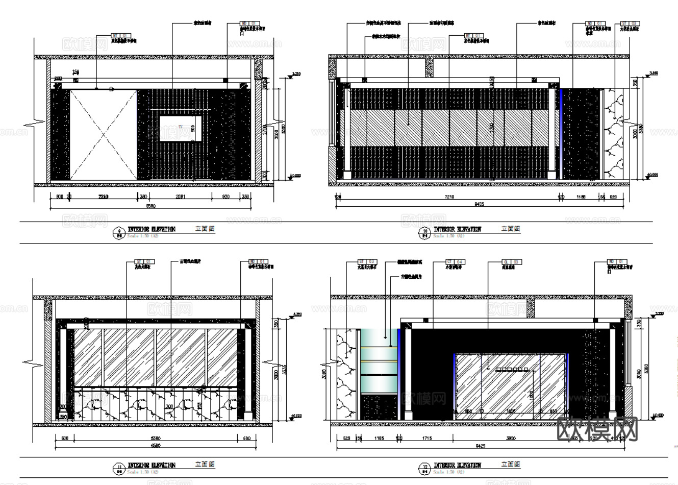 20套现代中式中餐厅室内装饰CAD施工图最新整理合集cad施工图
