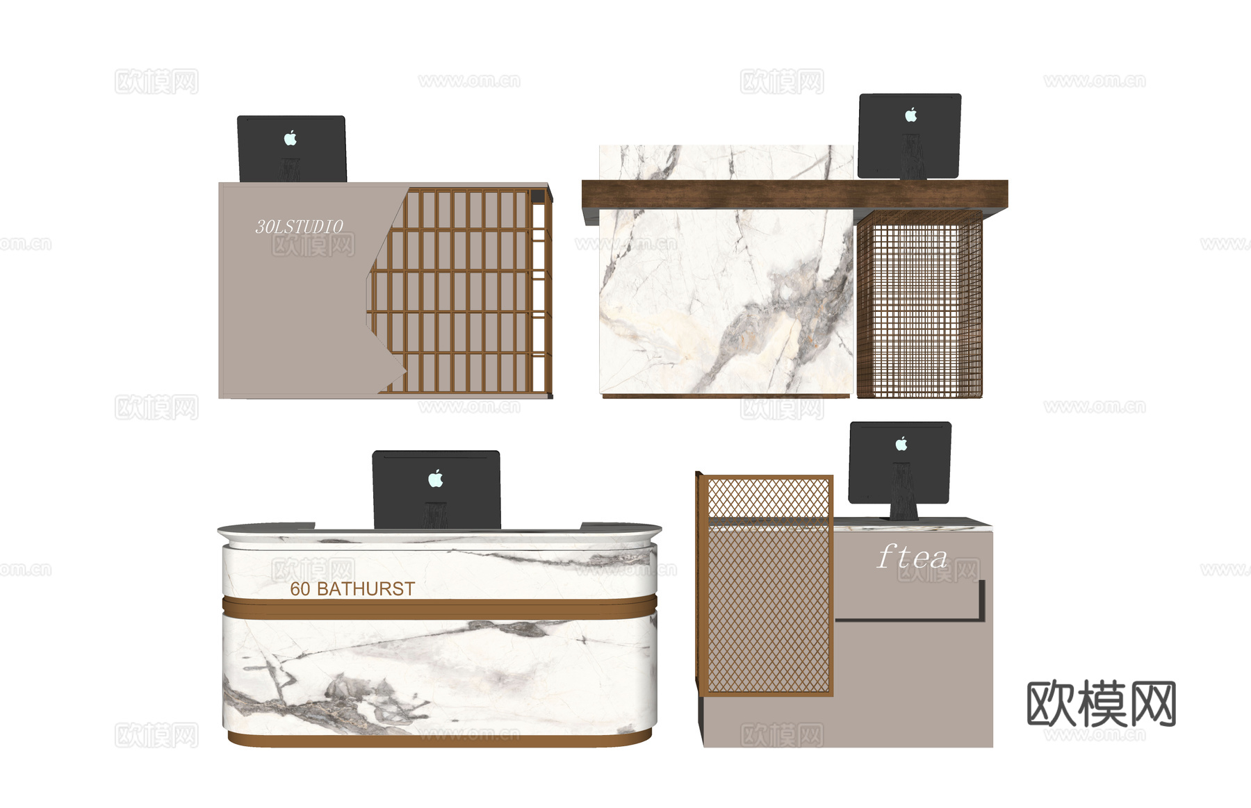 工位 酒店前台 办公室 展厅su模型