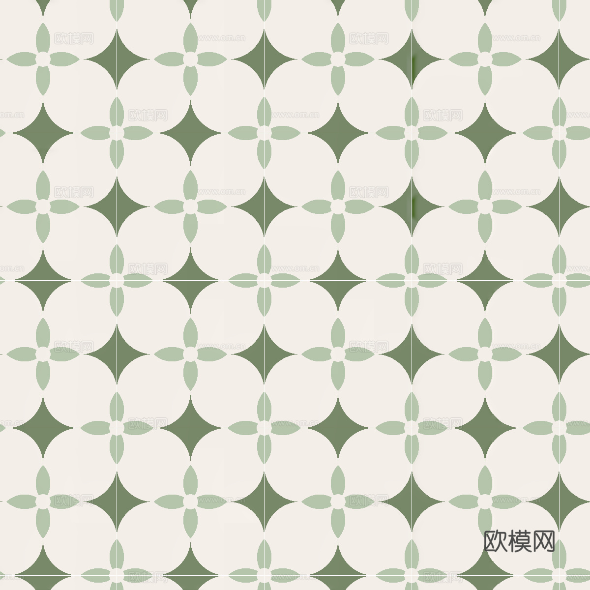 现代奶油其它墙面_绿色花砖贴图