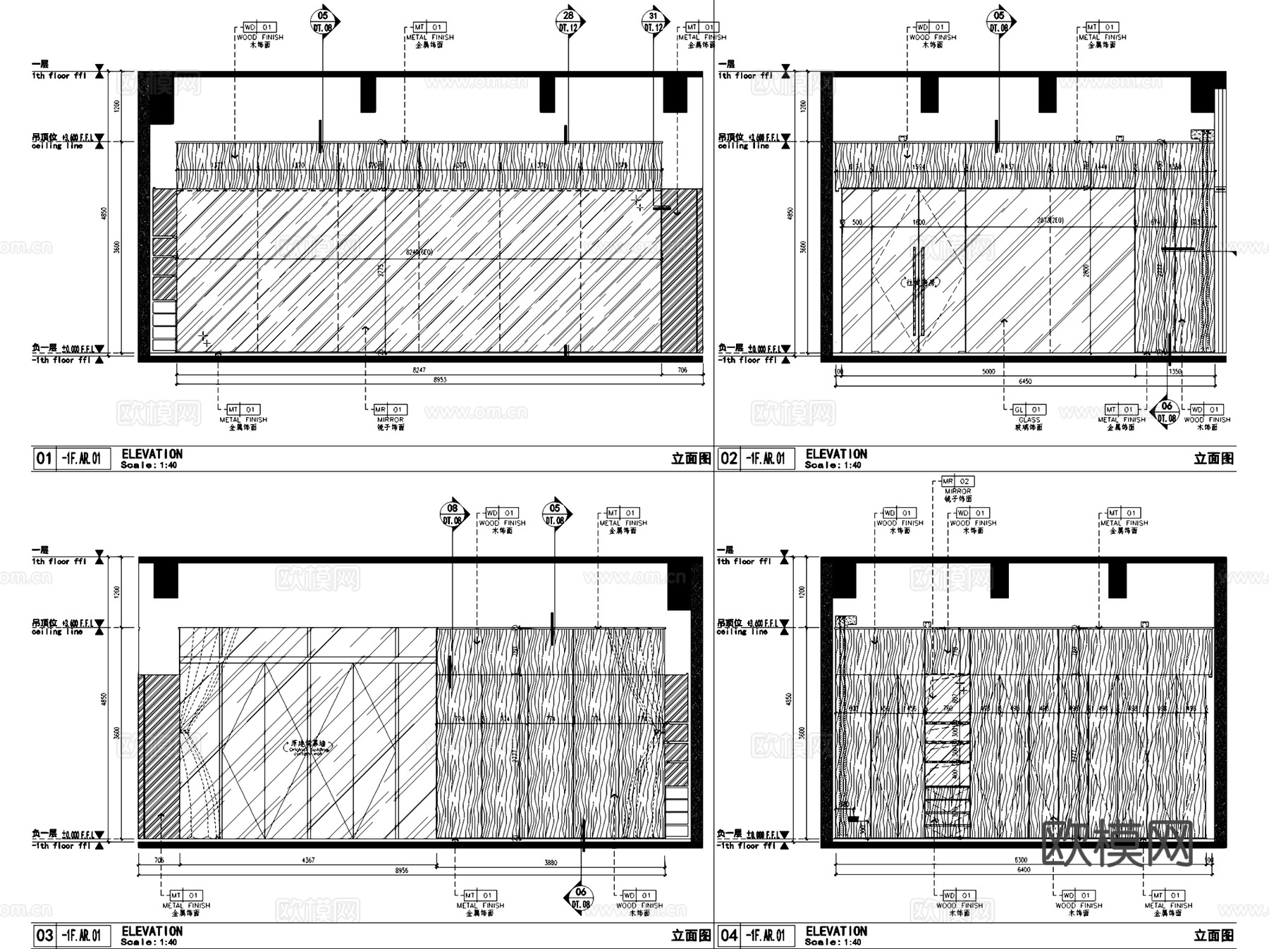 南京中南江心洲会所室内工装CAD施工图cad施工图