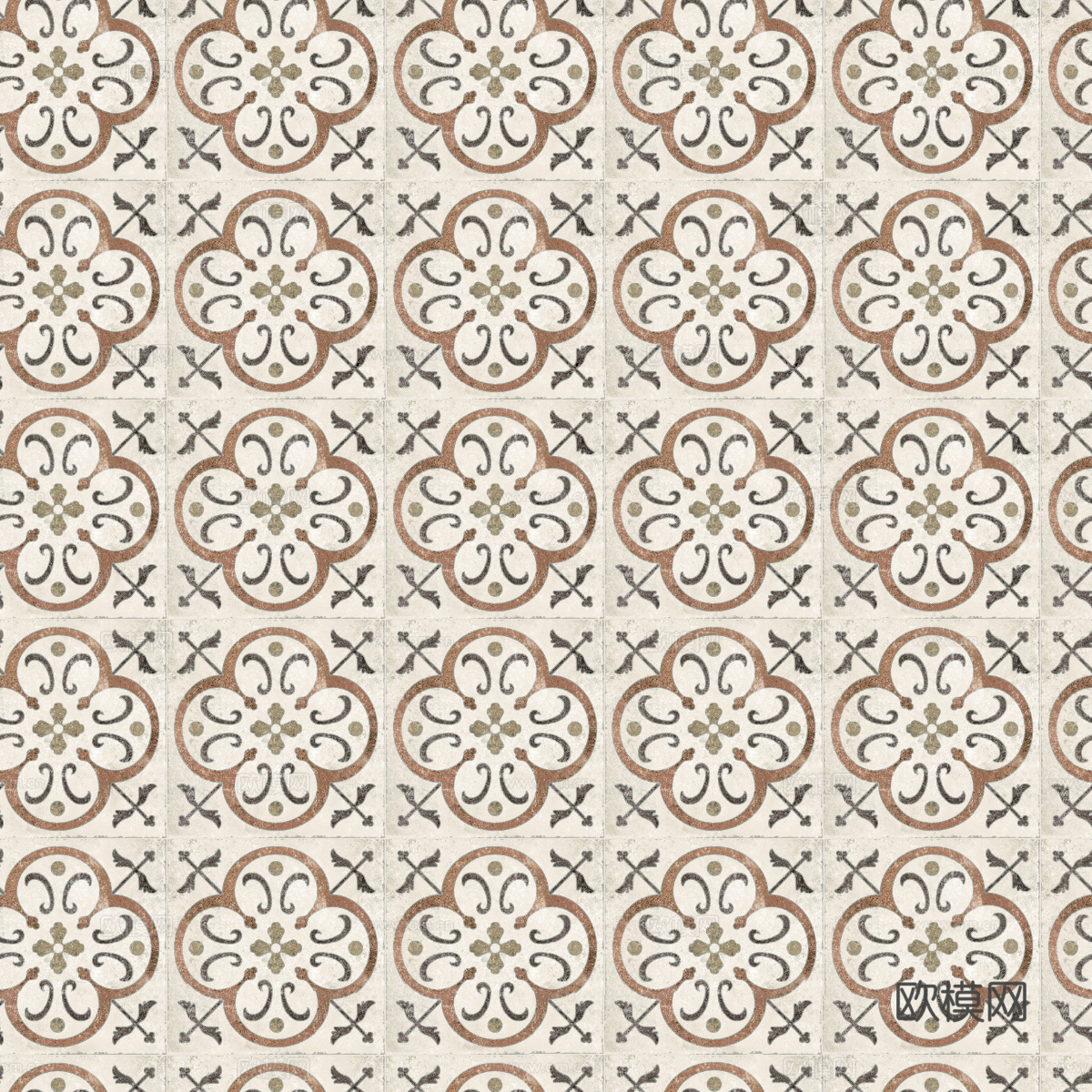 复古几何图案花砖瓷砖，中古奶油仿古砖艺术砖200下载