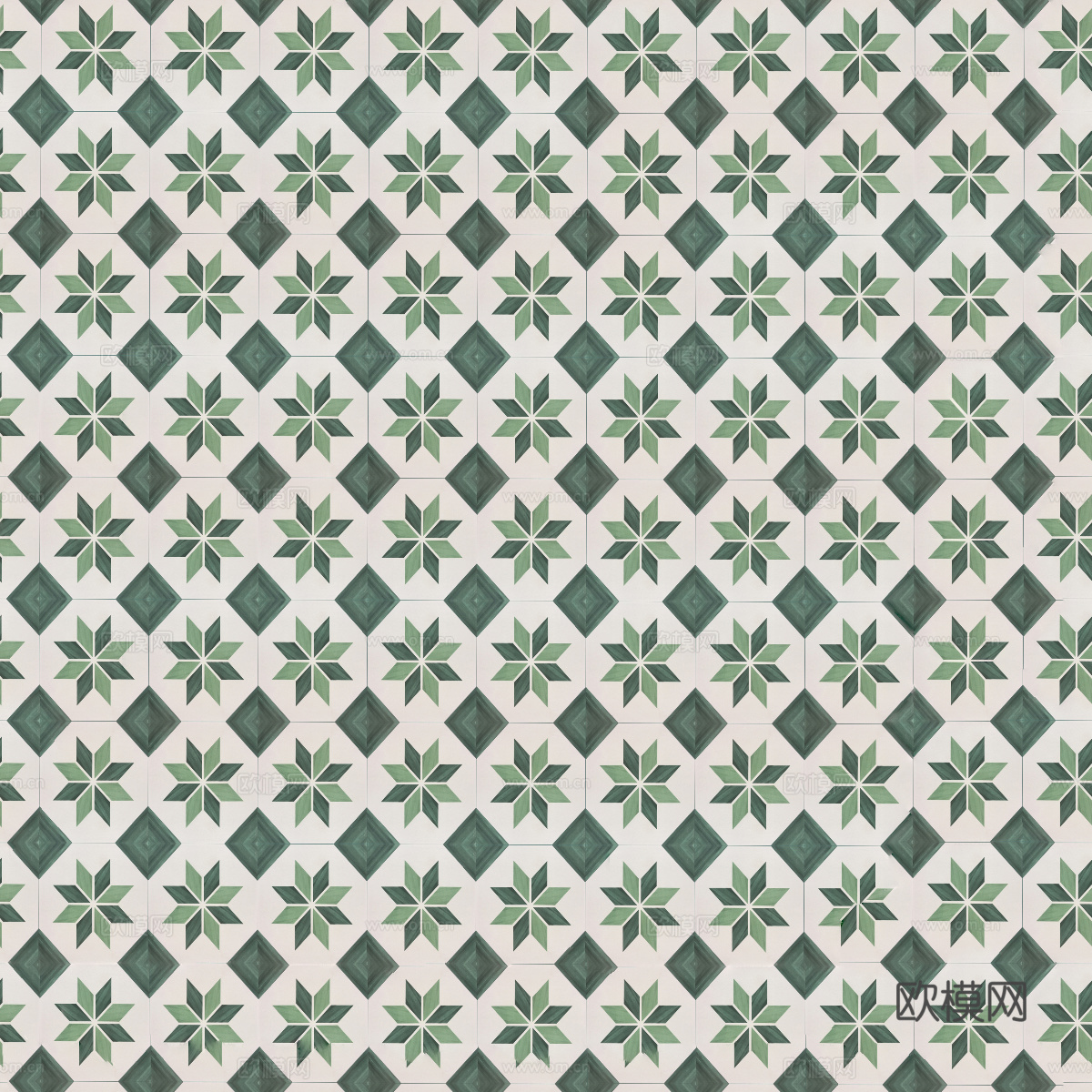无缝绿色花砖贴图