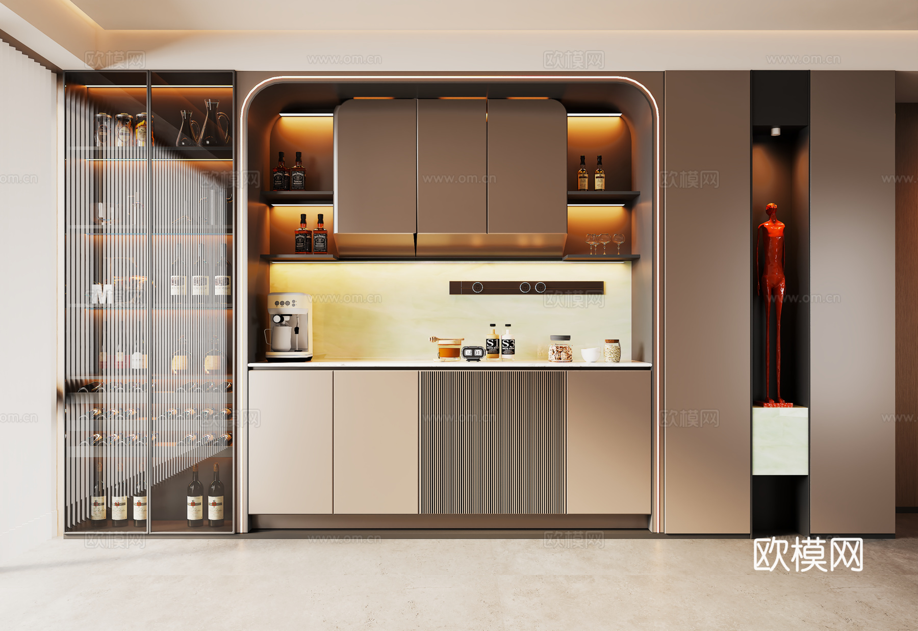 意式现代餐边柜 酒柜餐边柜su模型