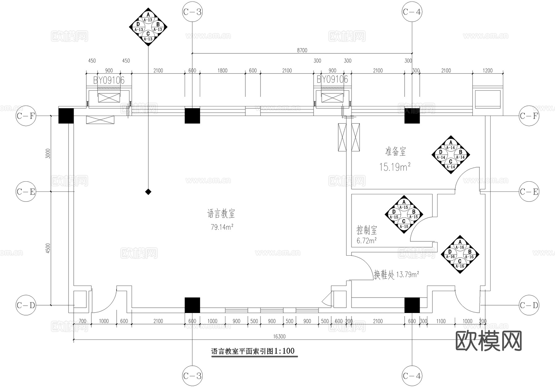语言教室课堂cad施工图