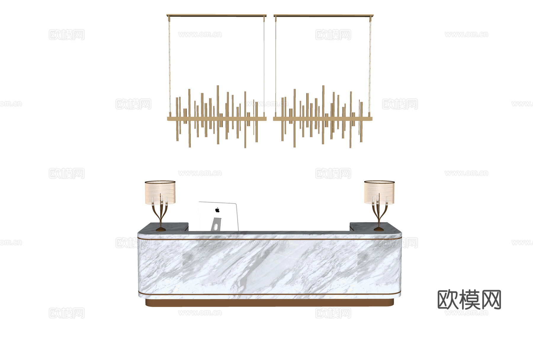 大厅 办公室 展厅 酒店前台 工位 电脑su模型