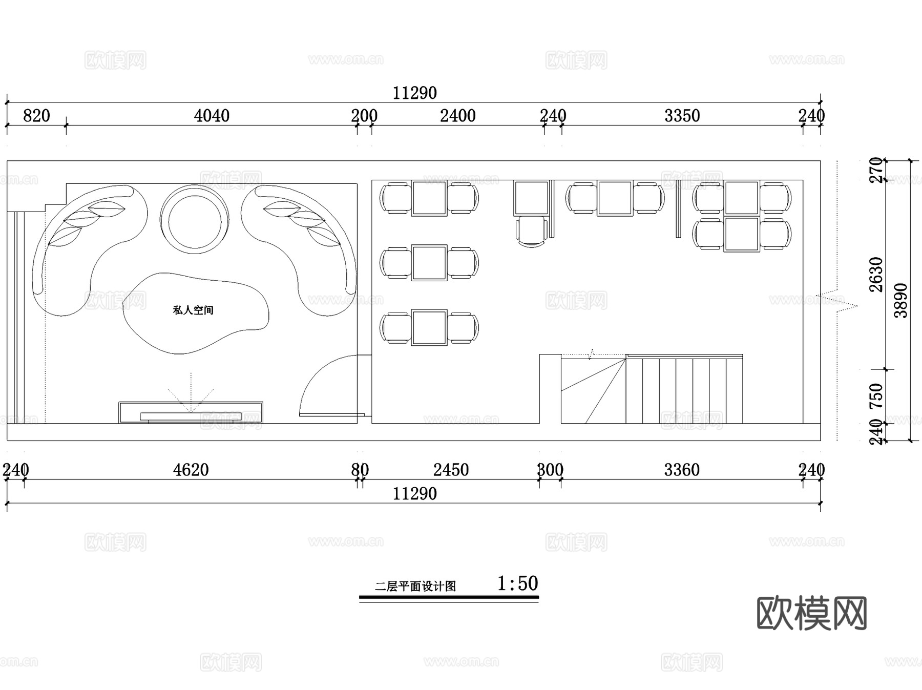 一点点奶茶店室内工装CAD施工图cad施工图