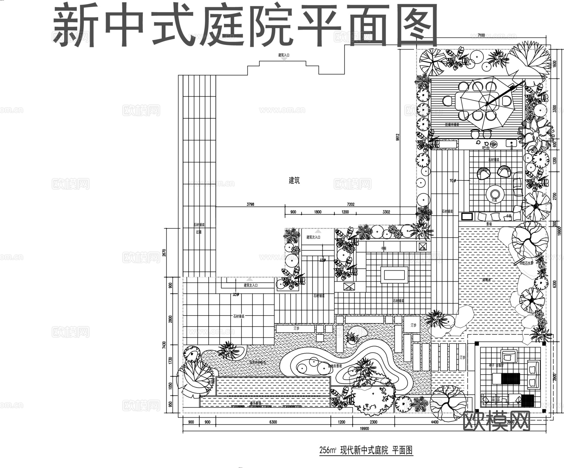 中式庭院平面图cadcad施工图