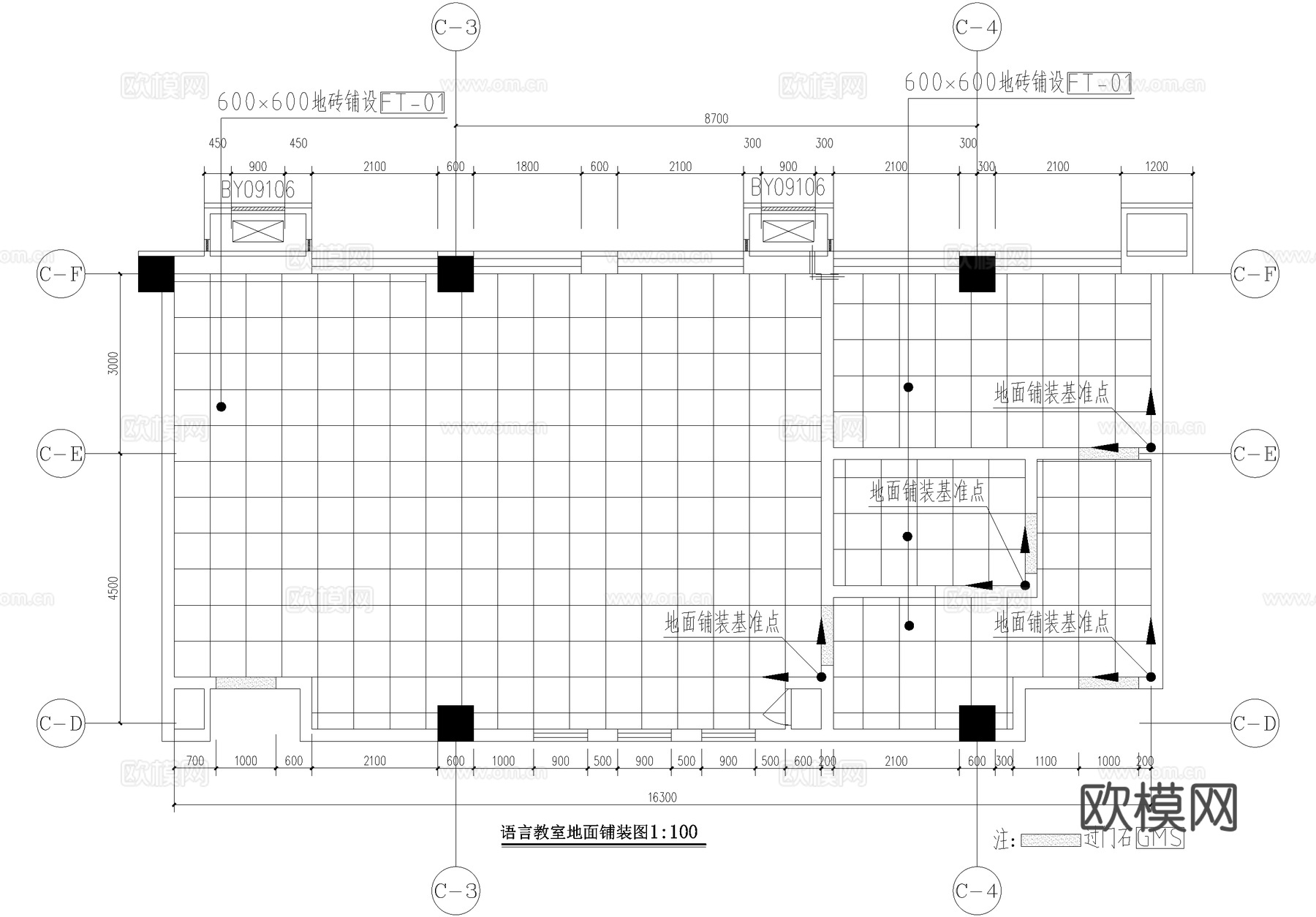 语言教室课堂cad施工图