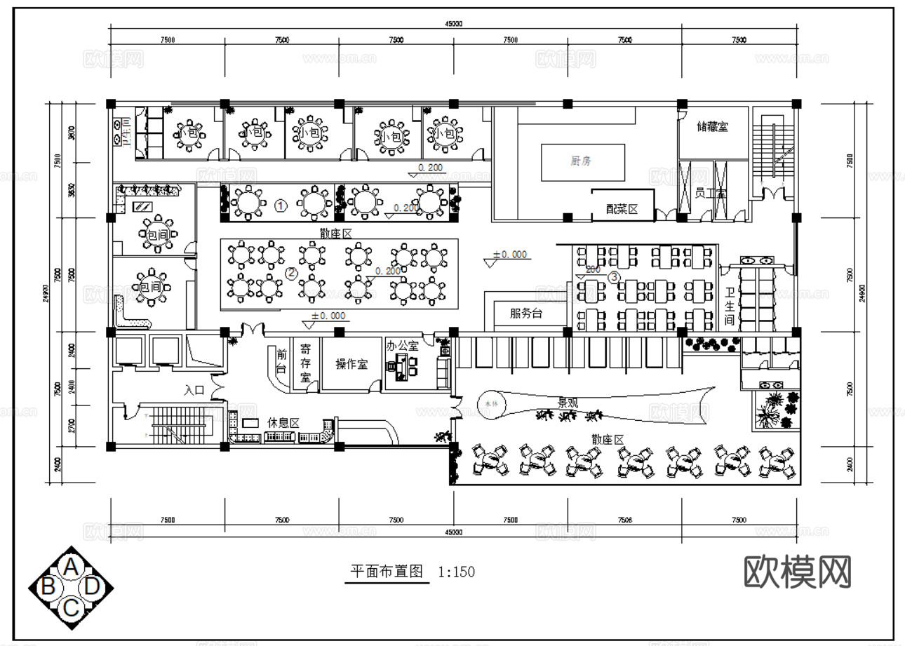 20套现代中式中餐厅室内装饰CAD施工图最新整理合集cad施工图