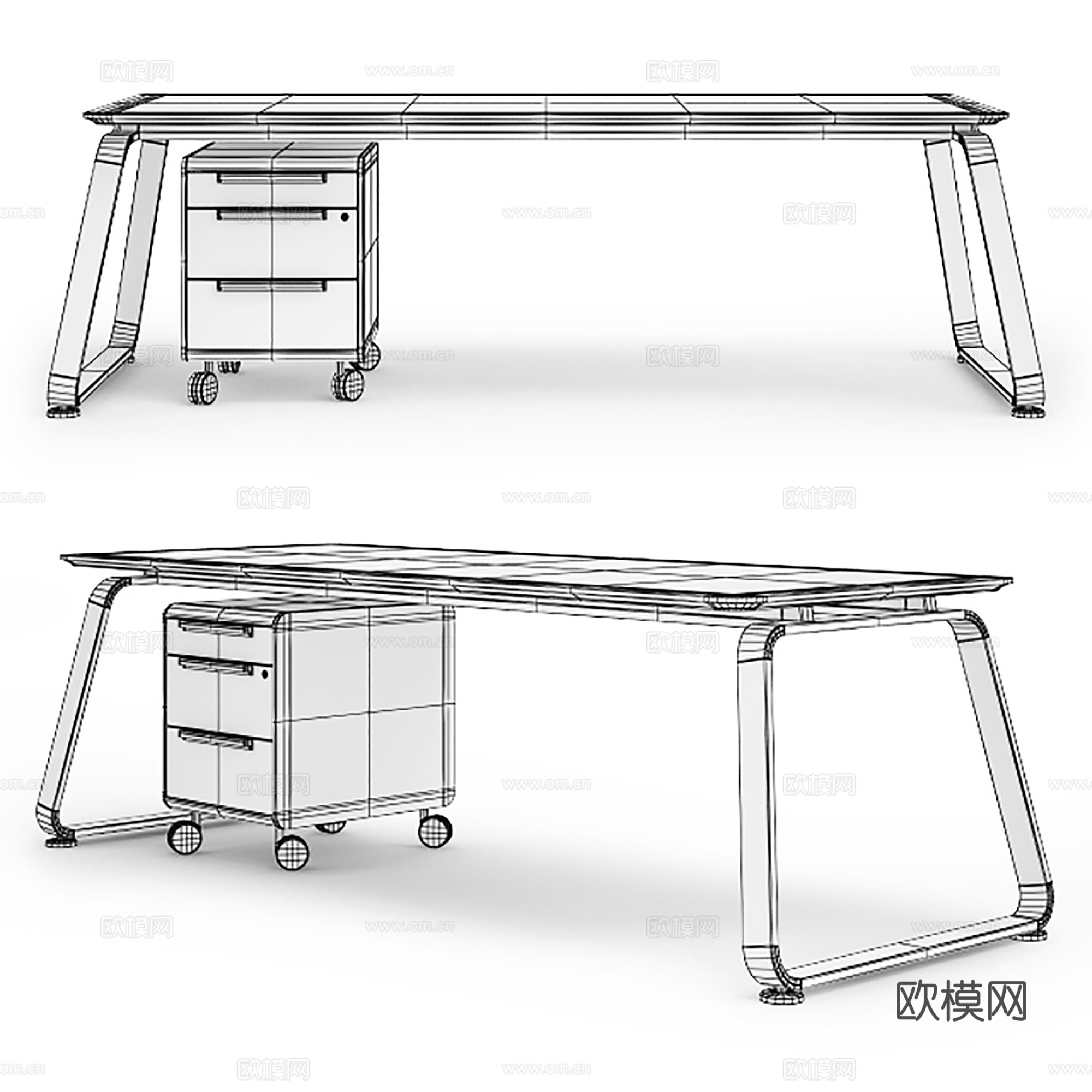 现代装饰电脑桌3d模型下载（渲染图2）