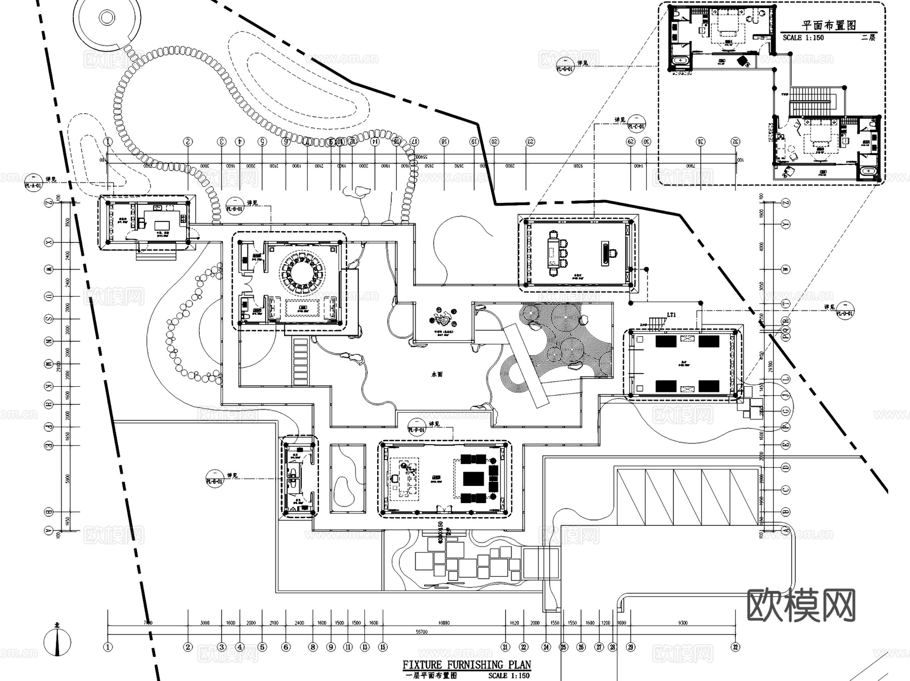 花卉研究所会所室内工装CAD施工图cad施工图