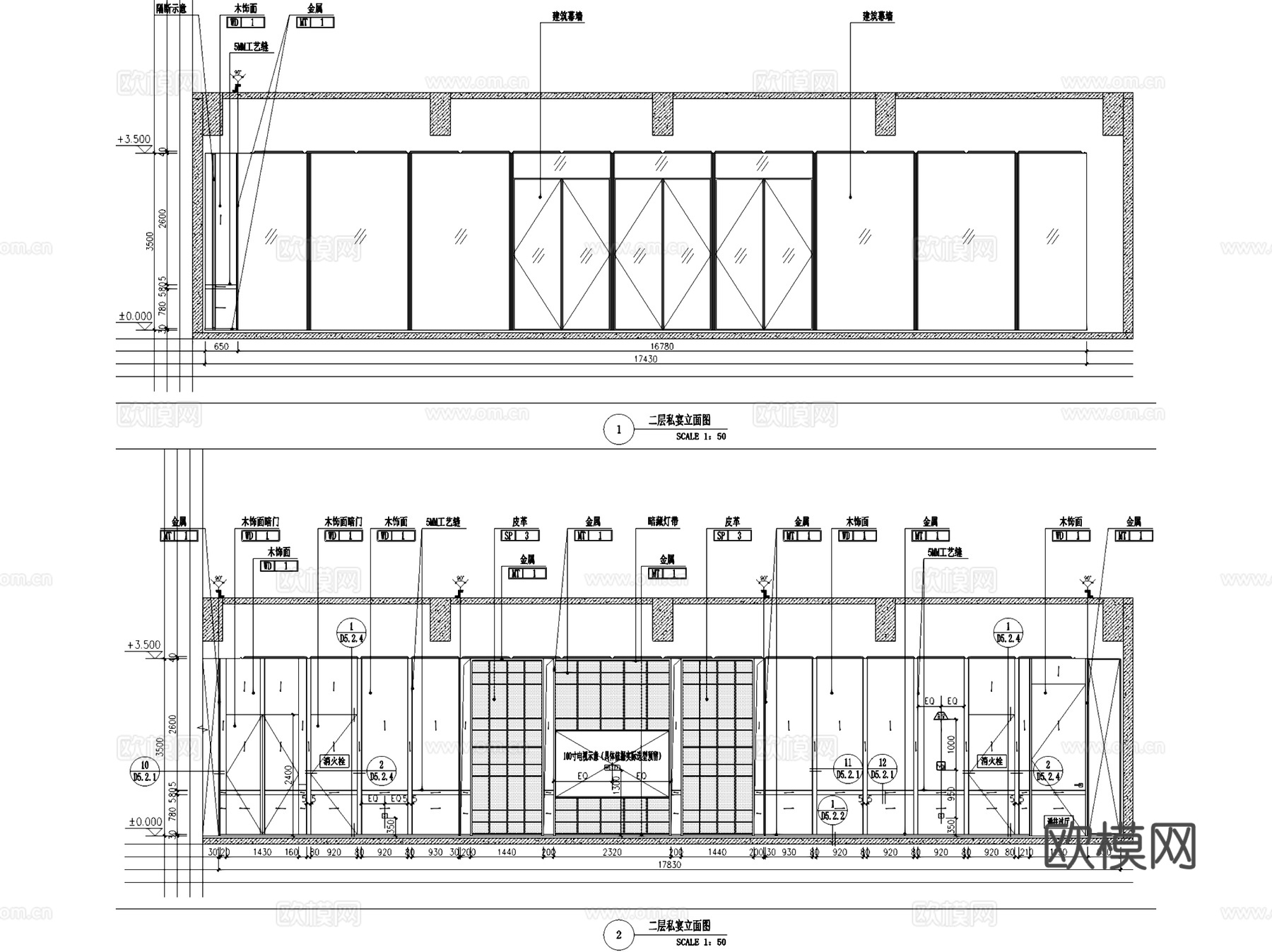 温州华润鹿角湾会所室内工装CAD施工图cad施工图