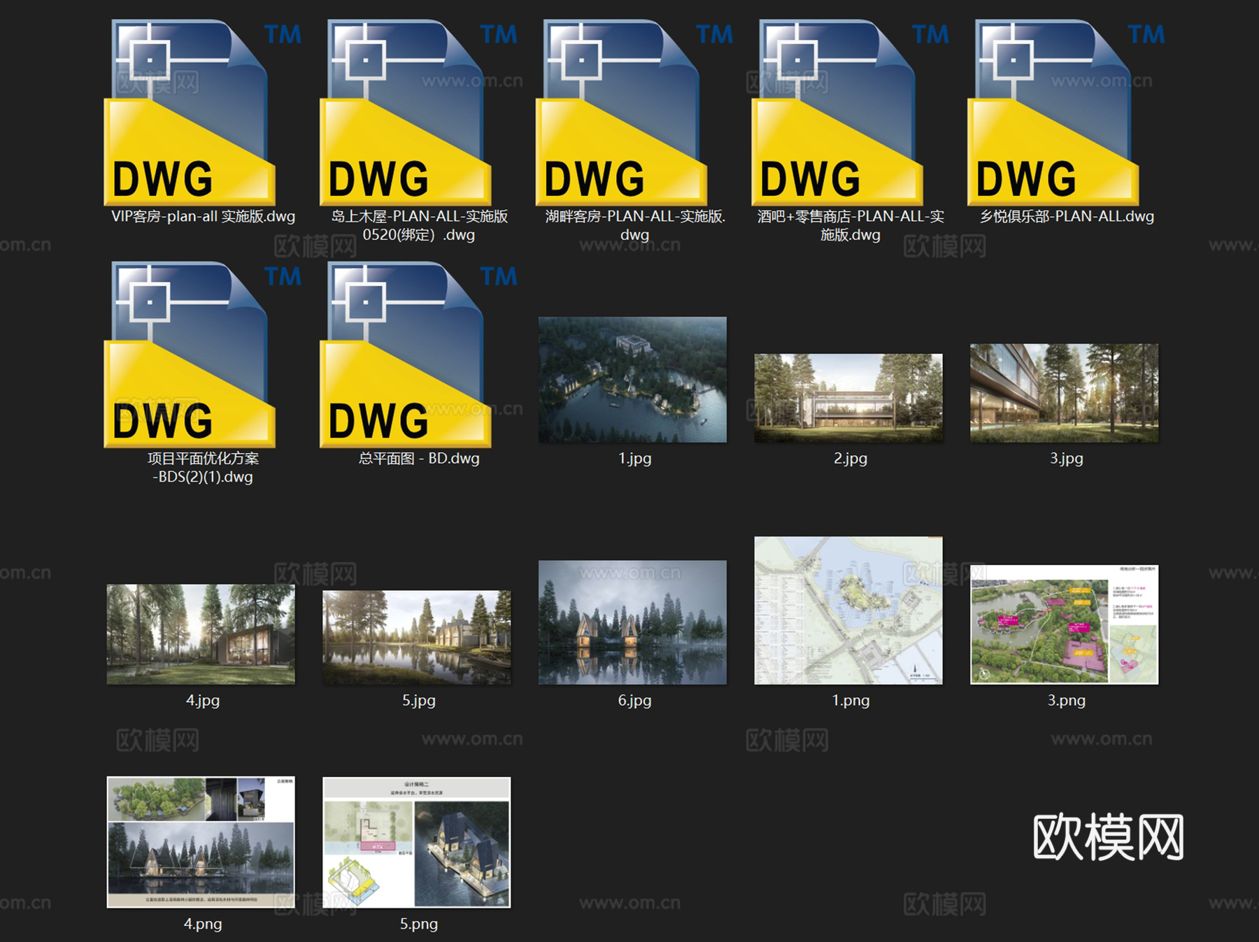乡悦华亭度假村湖畔酒店建筑规划CAD施工图cad施工图