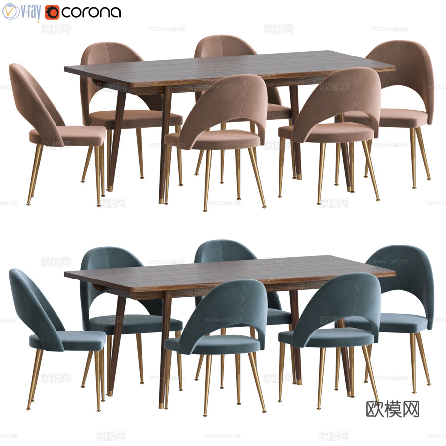 餐桌椅套装463d模型下载