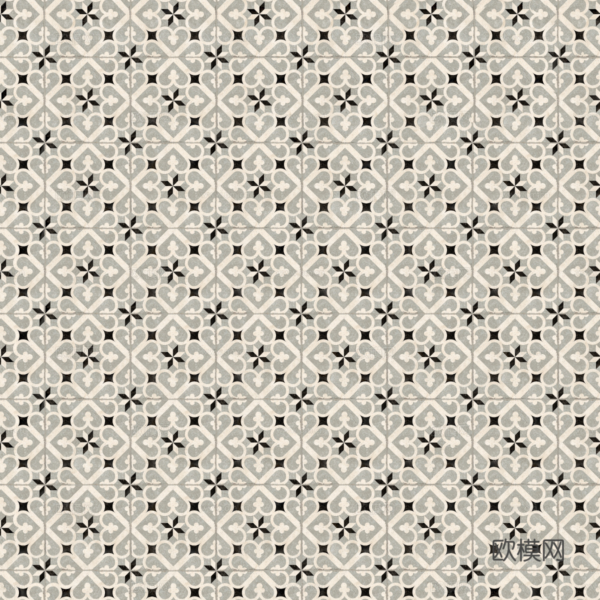 复古几何图案花砖瓷砖，中古奶油仿古砖艺术砖398下载