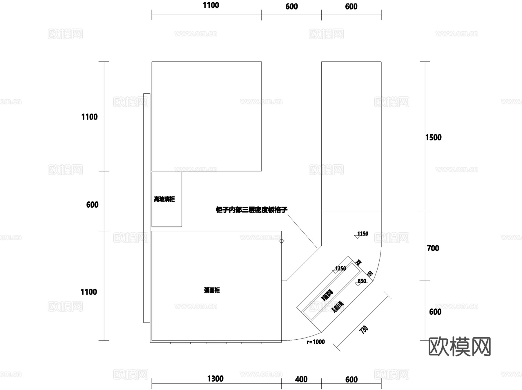 喜品意大利手工冰淇淋室内工装CAD施工图cad施工图