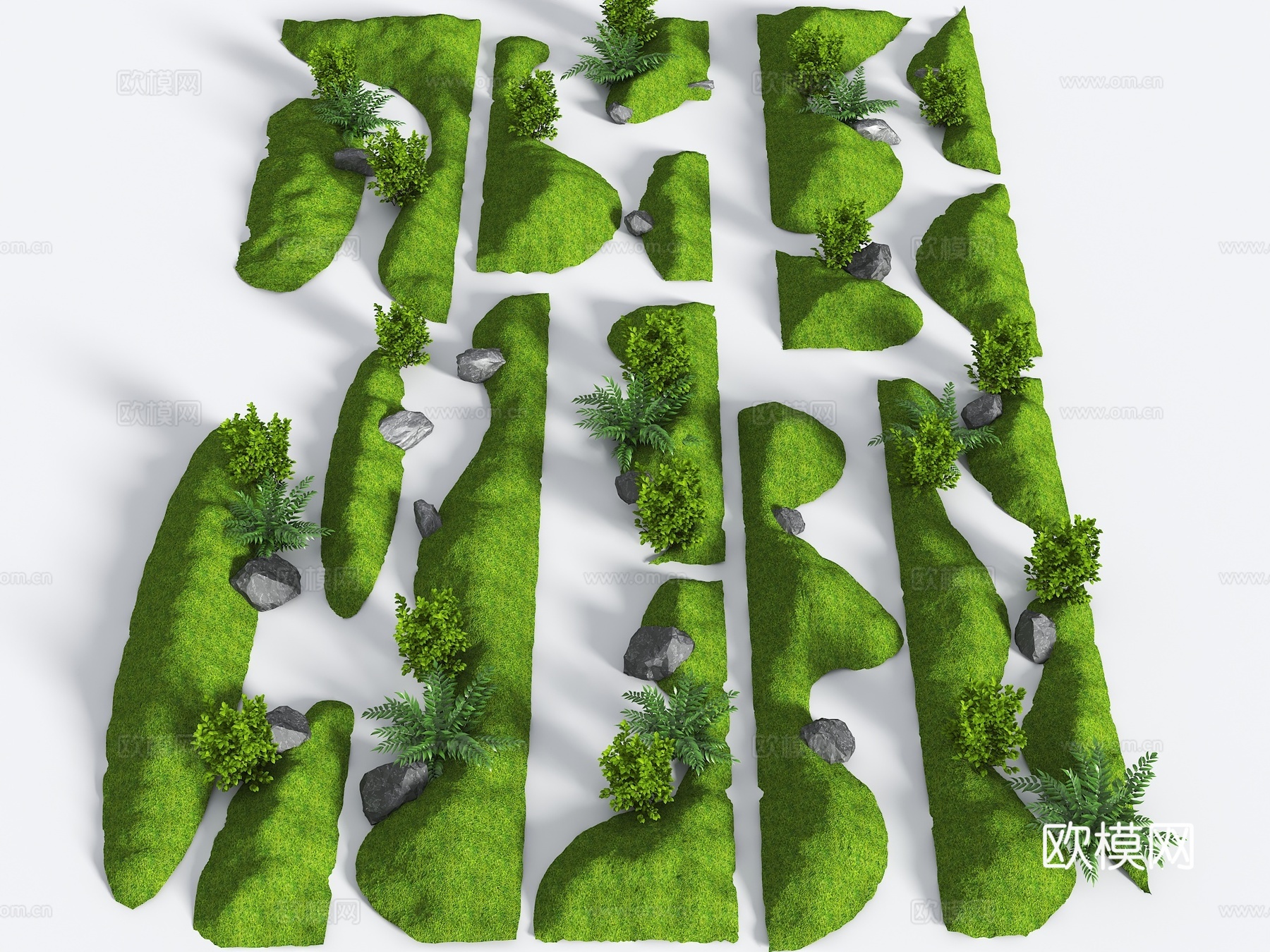 现代微地形 草坡 小山包 小土坡 枯山水 绿岛 庭院景观 景su模型