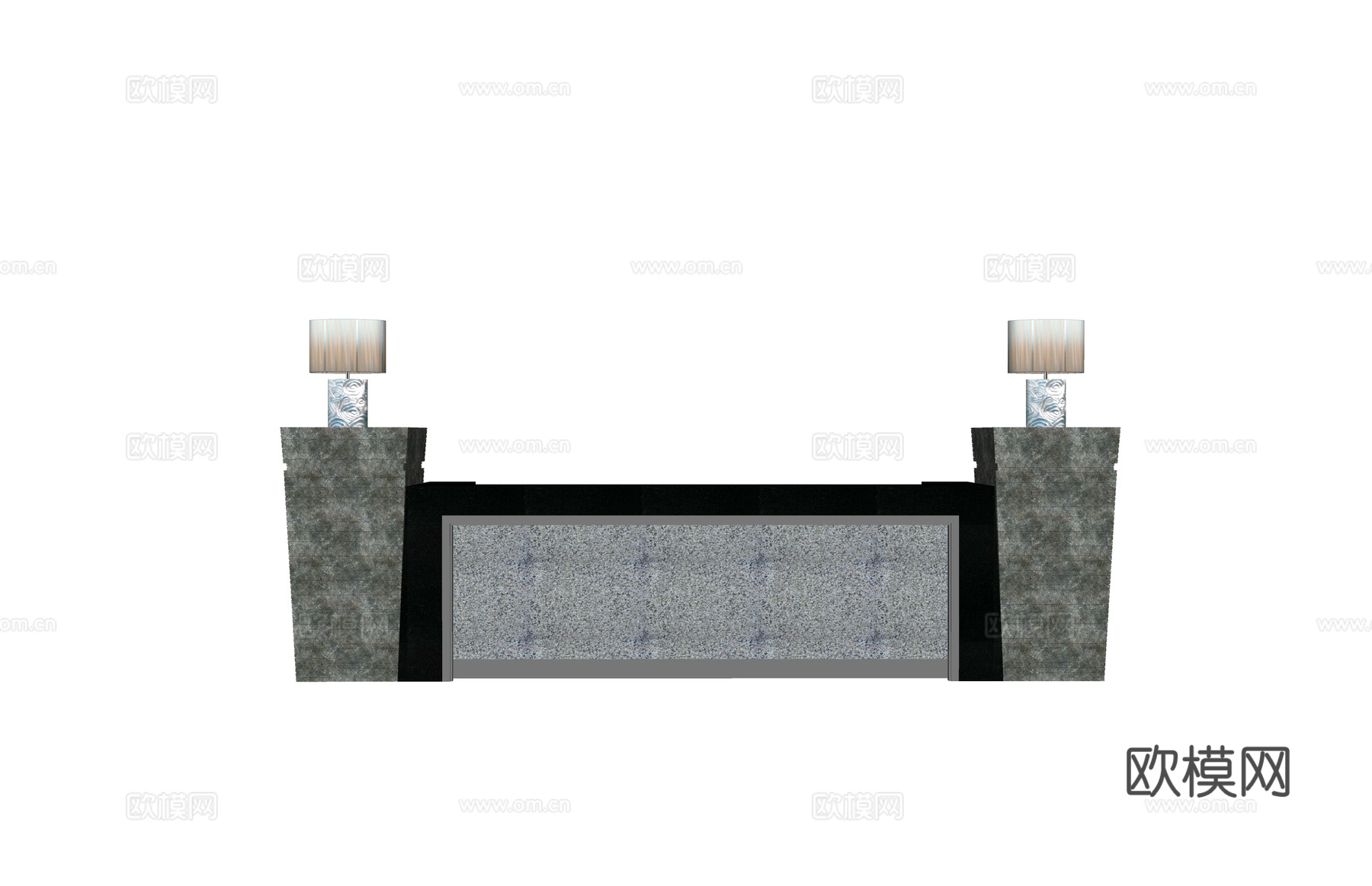 酒店前台 电脑 办公空间su模型