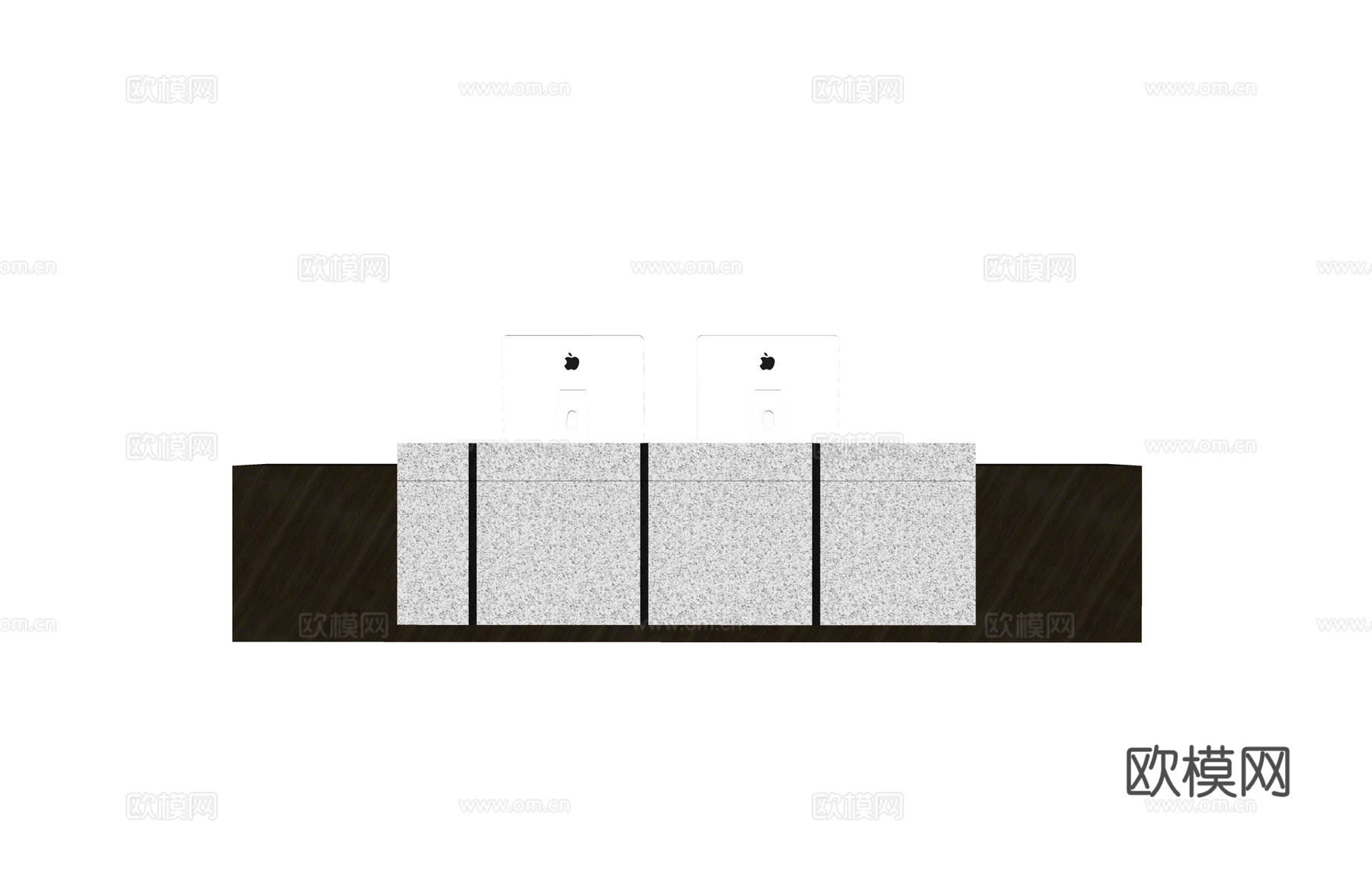 前台 酒店前台 办公室 工位 电脑 前台接待su模型