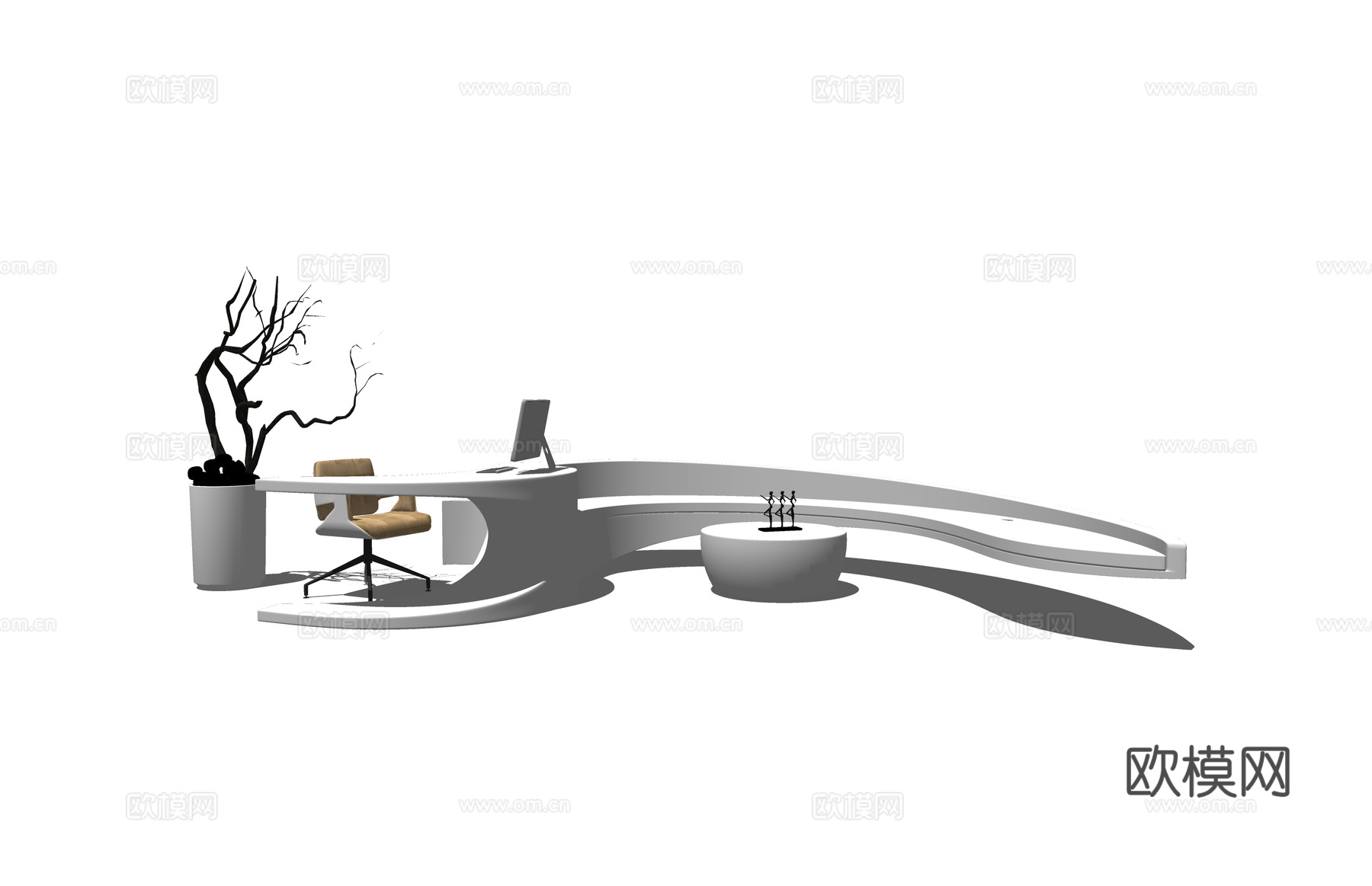 办公空间 办公 接待 公司前台 工装 电脑su模型