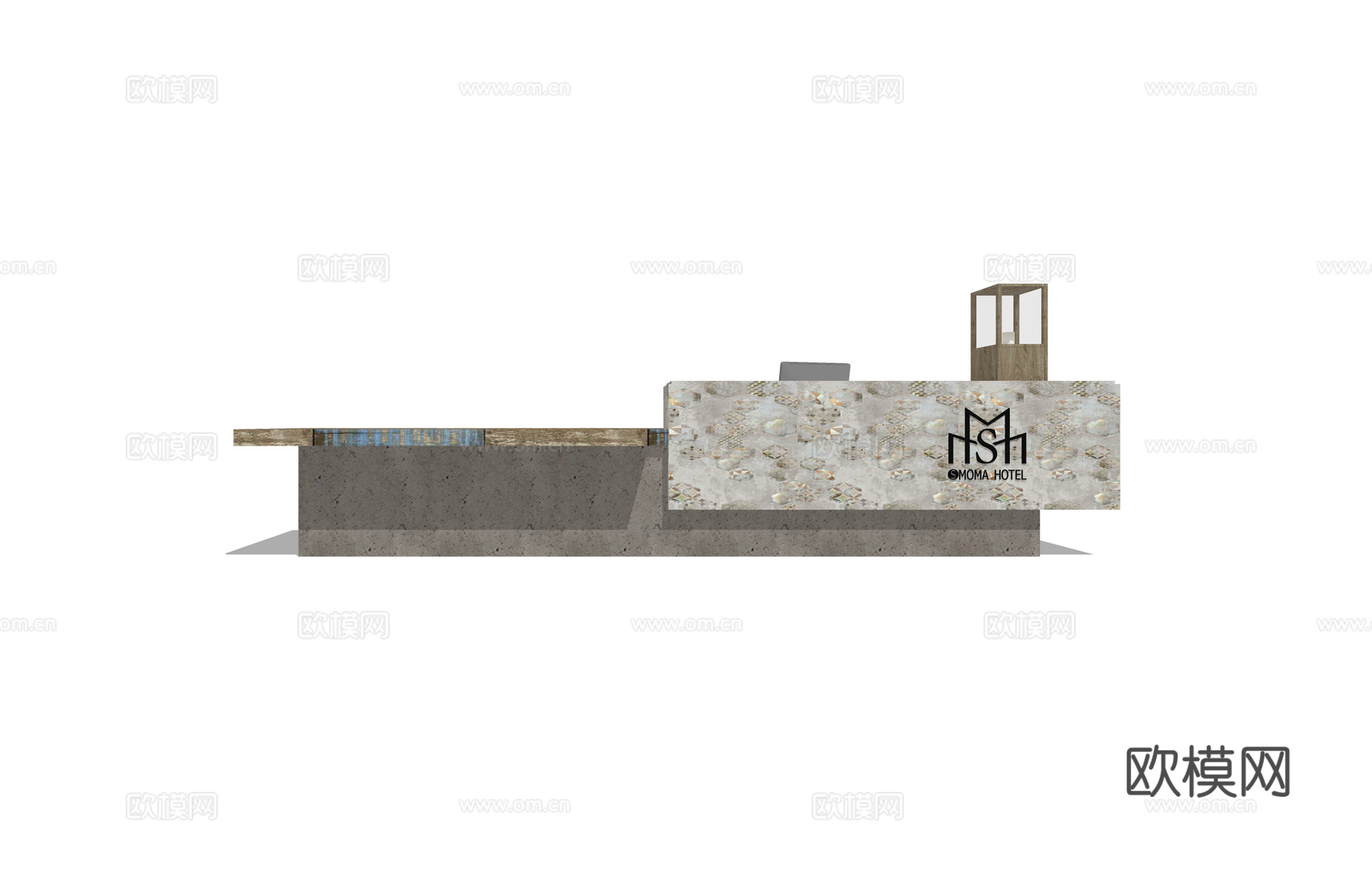 电脑 公司前台 展厅su模型