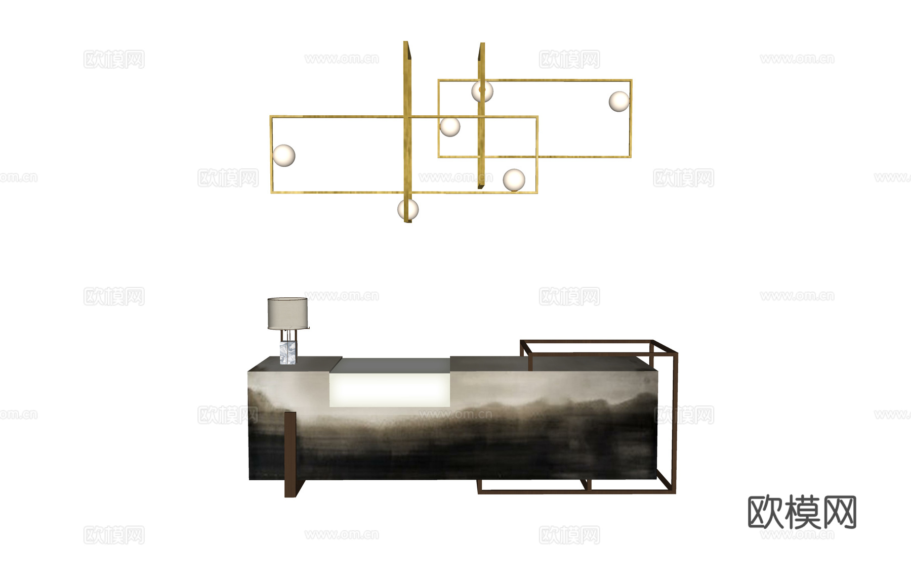 大厅 展厅 电脑 酒店前台 办公室su模型